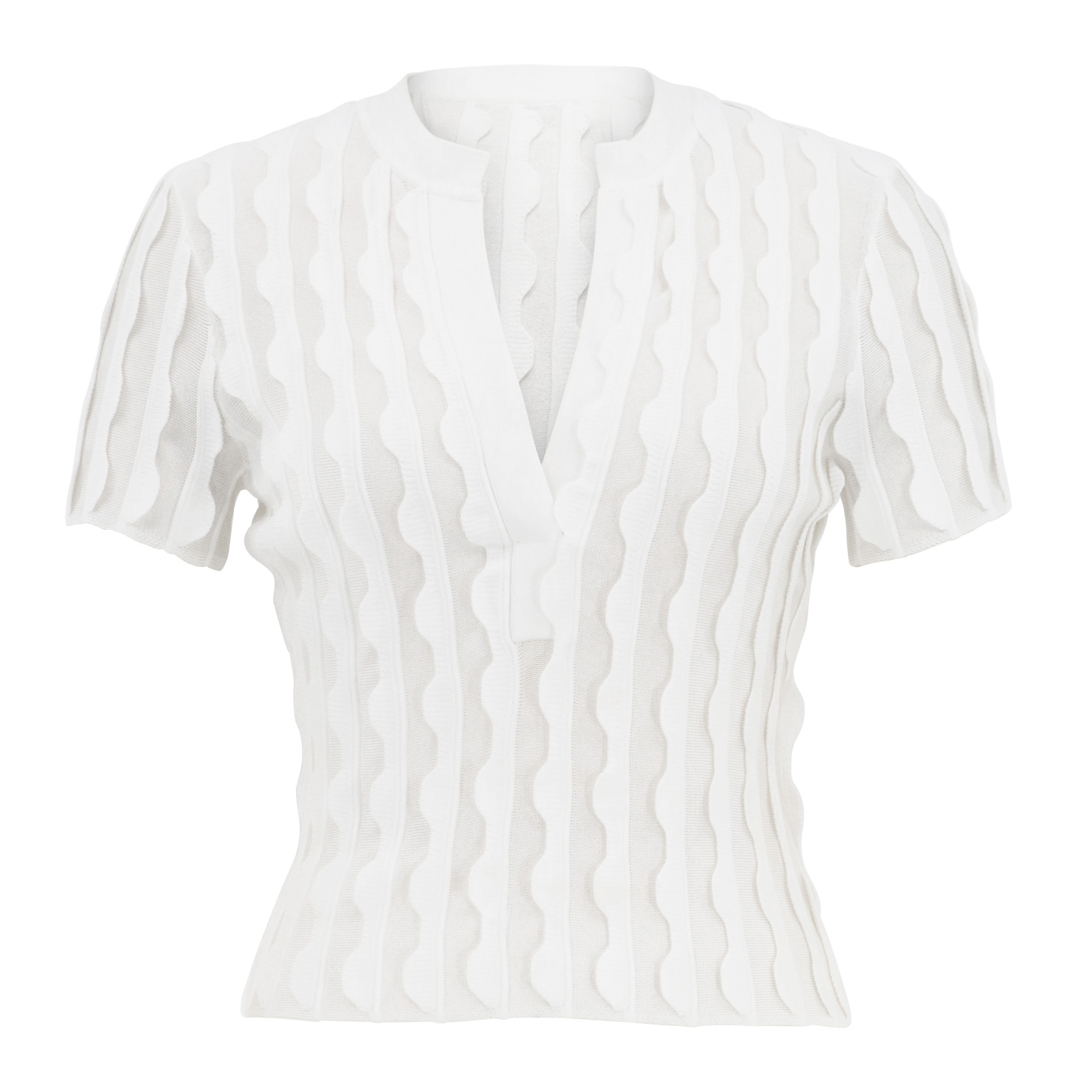 Mallorie Short Sleeve Scalloped Knit Polo Top