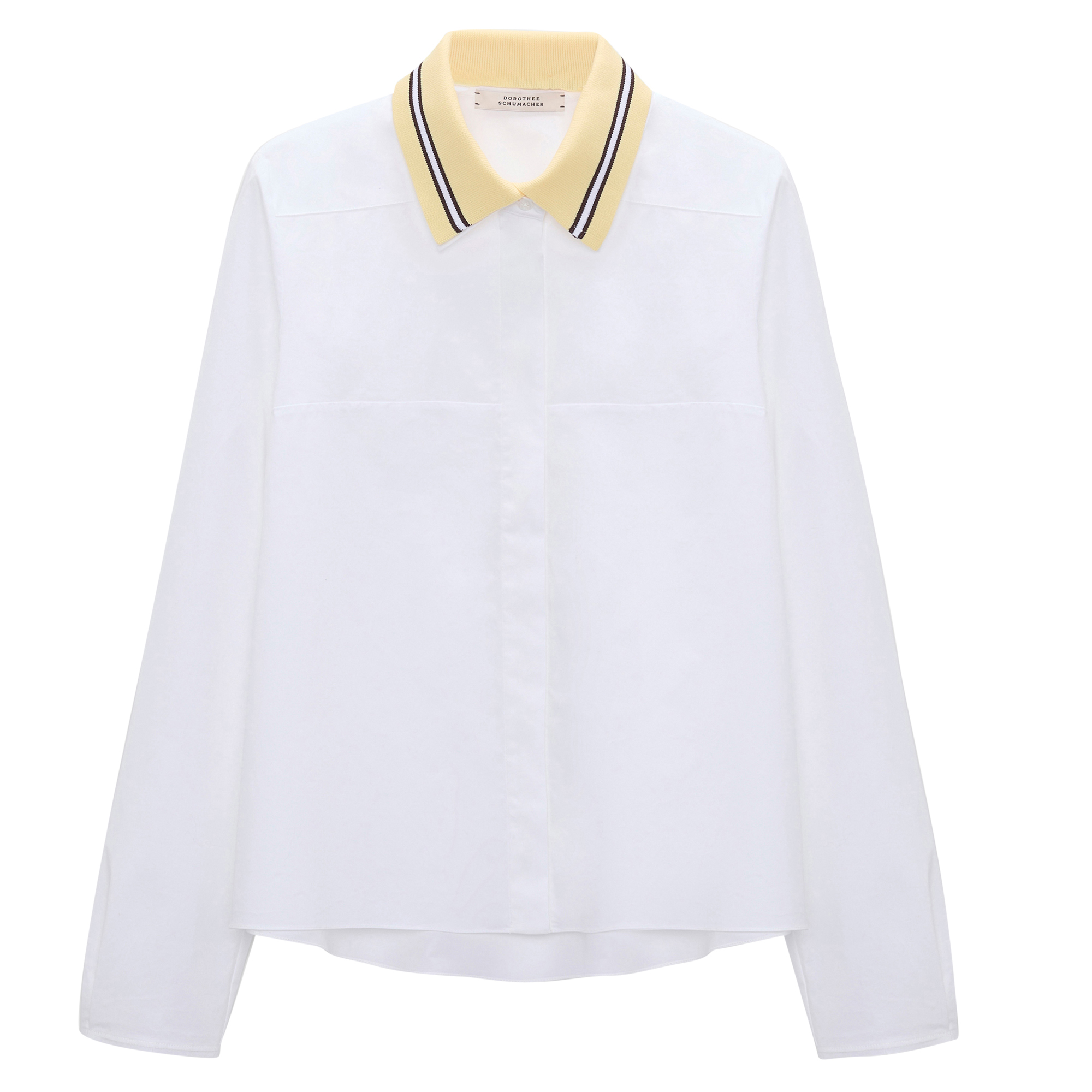 Poplin Power Long Sleeve Knit Collar Blouse
