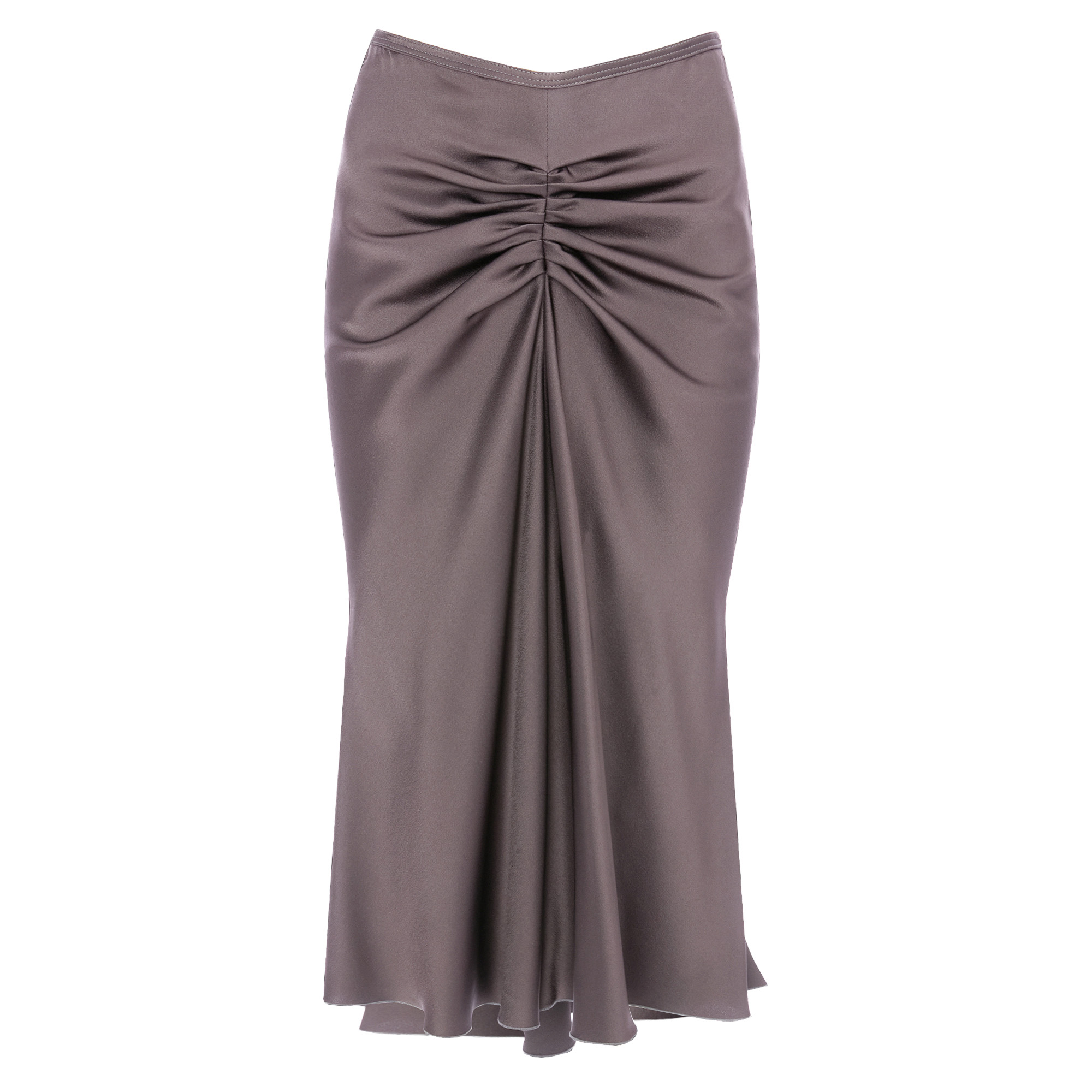 Bela Ruched Satin Midi Skirt