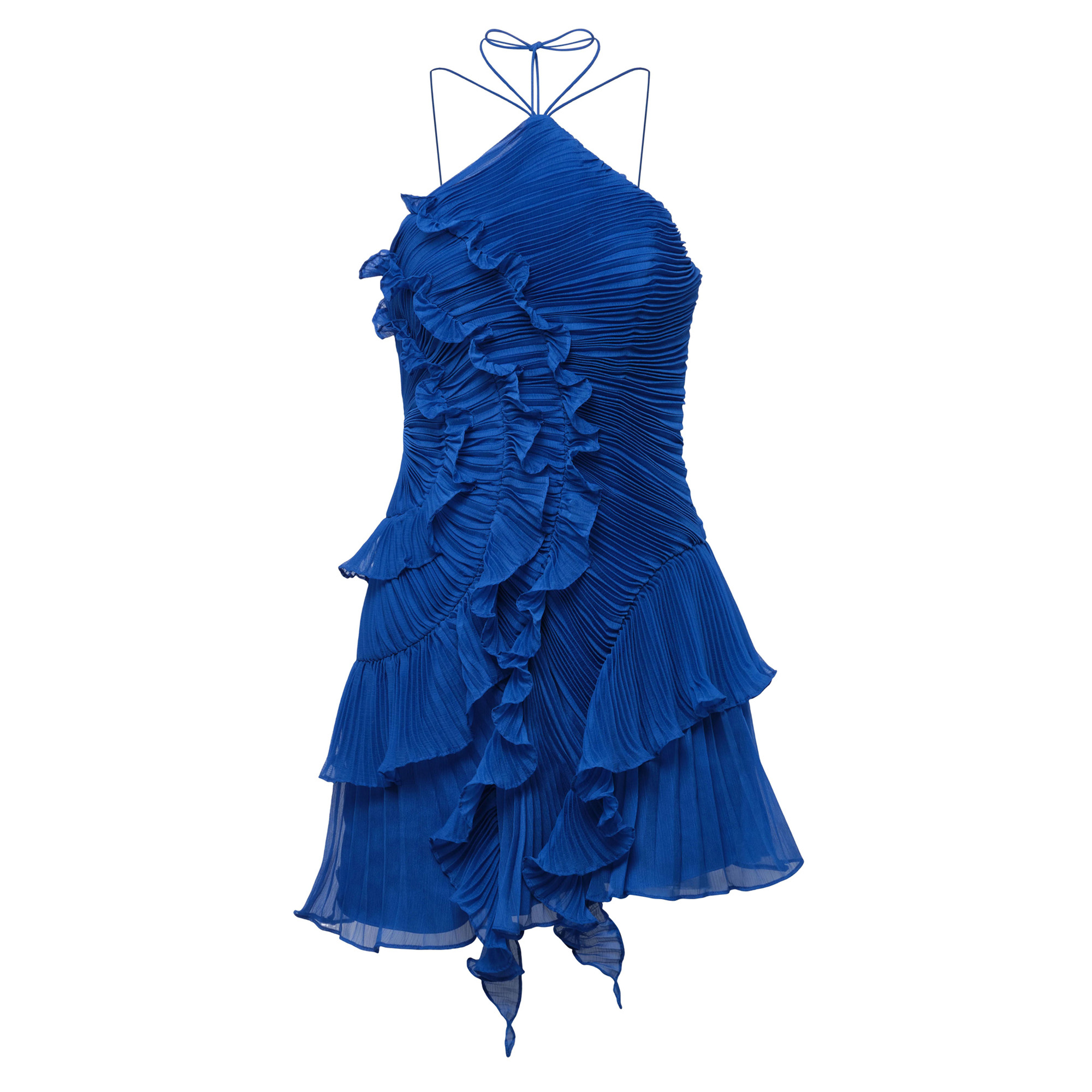 Velora Halterneck Asymmetrical Mini Dress