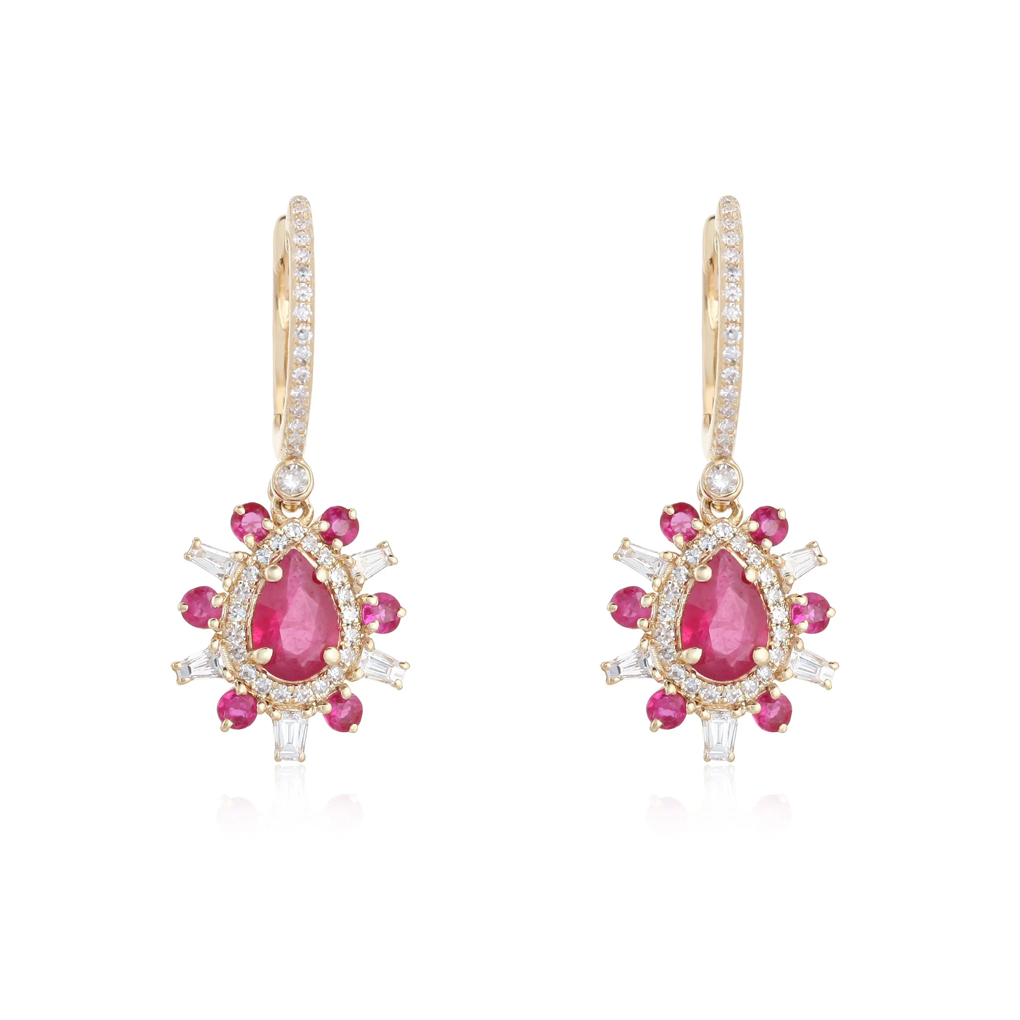 Ruby And Diamond Drop Earrings