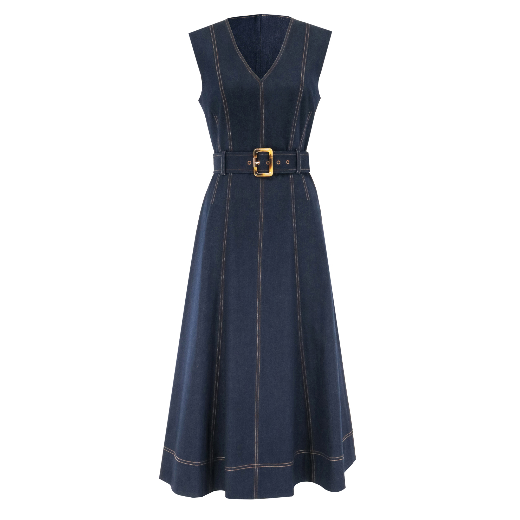 Cosette Belted Denim Dress