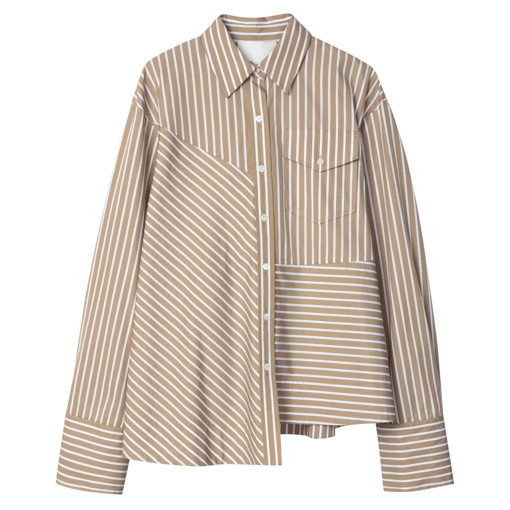 Long Sleeve Asymmetrical Stripe Trapeze Shirt