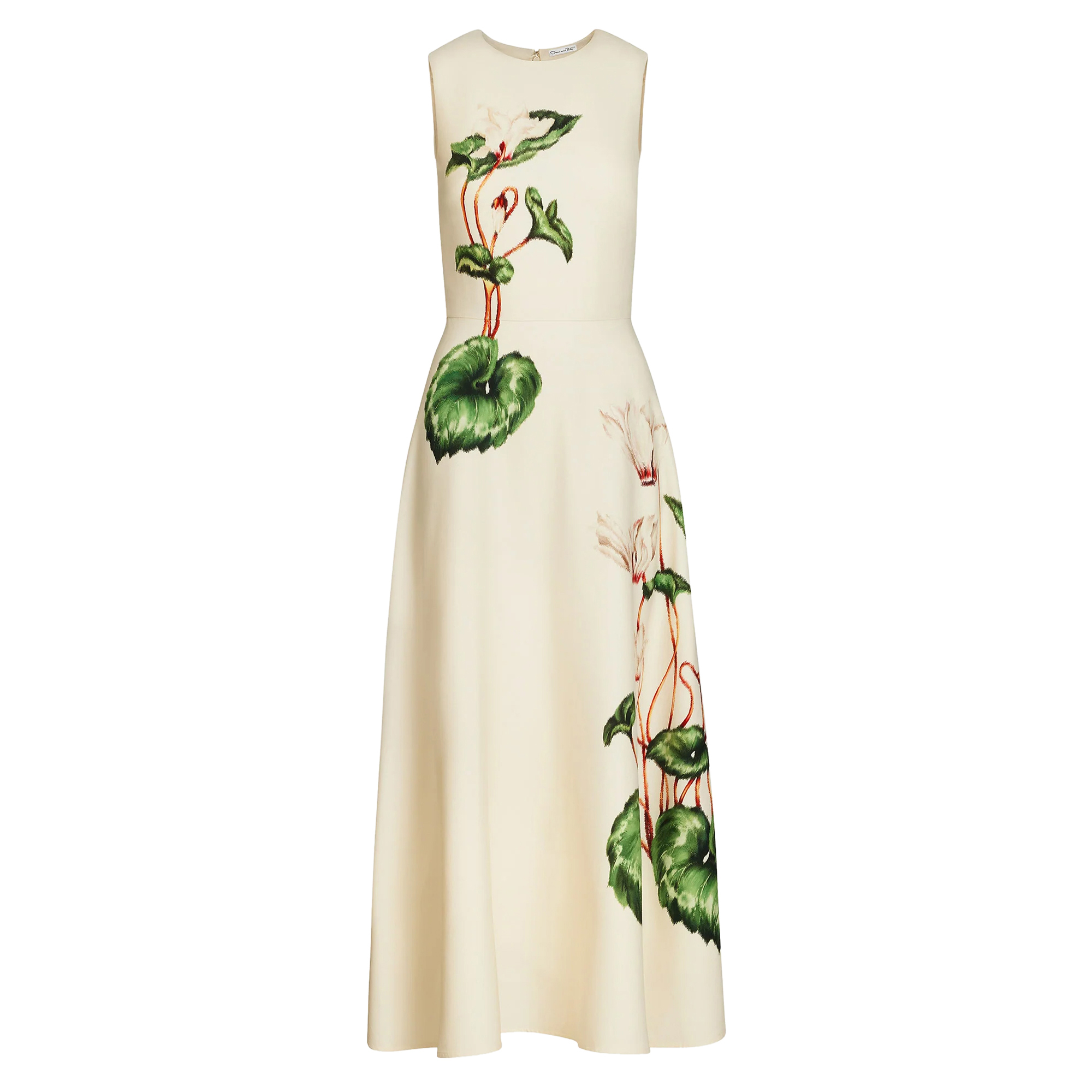 Sleeveless Cyclamen Wool Midi Length Day Dress