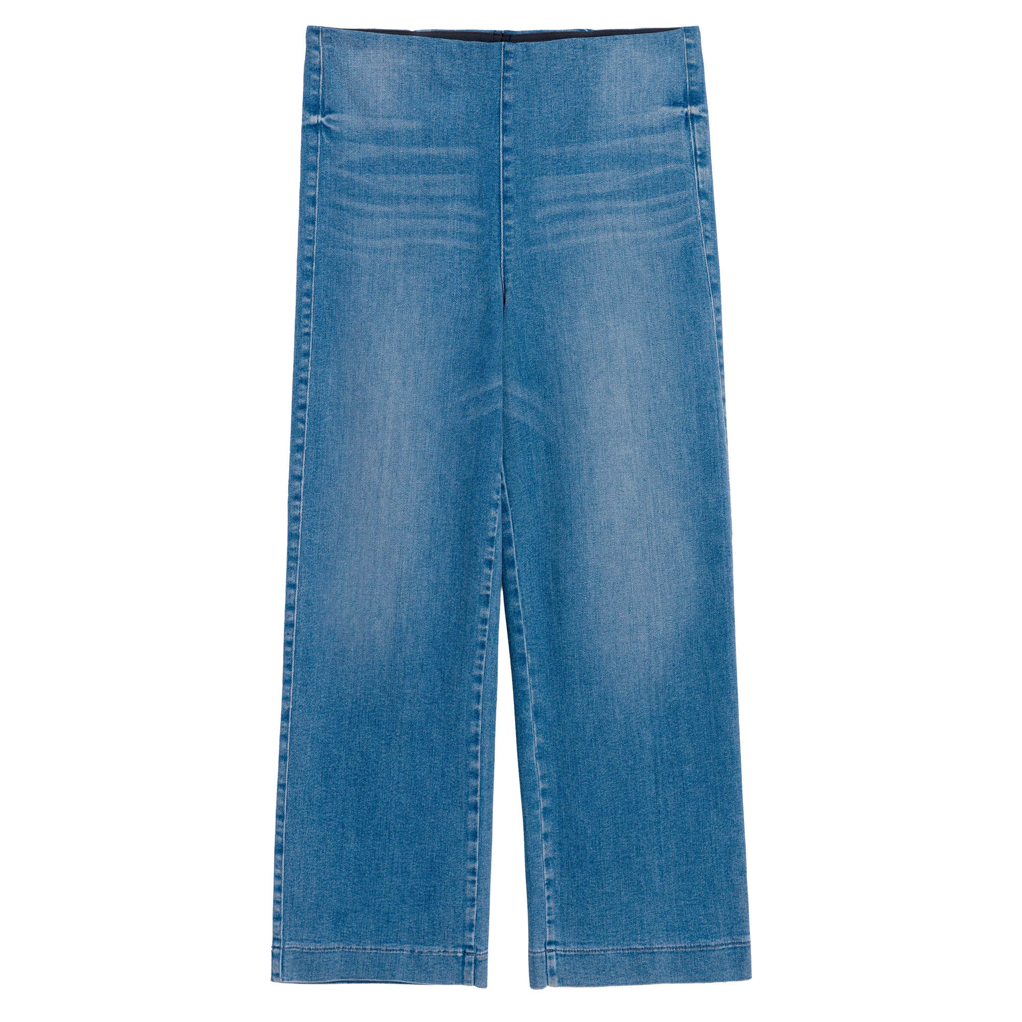 Westport Illusion Cropped Wide-Leg Pull-On Denim Pant