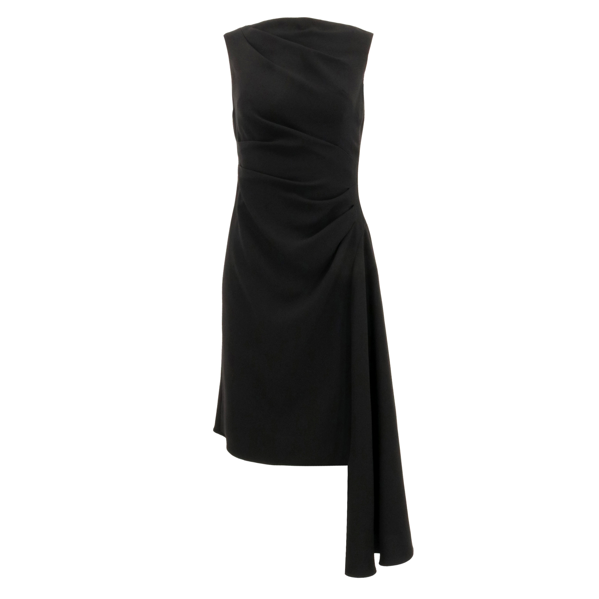 Crepe Asymmetrical Hem Ruched Side Dress