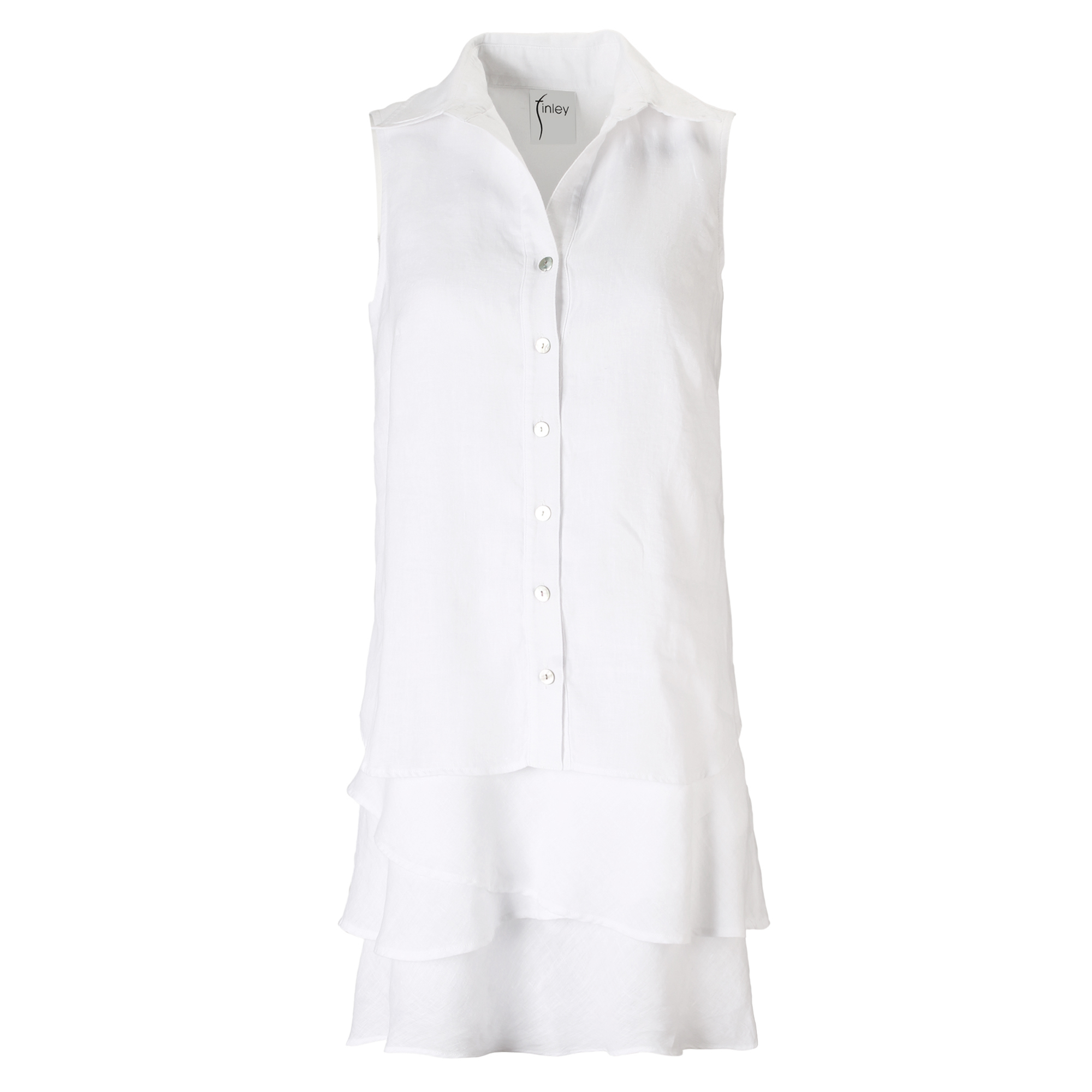 Jasmine Sleeveless Tiered Linen Mini Dress