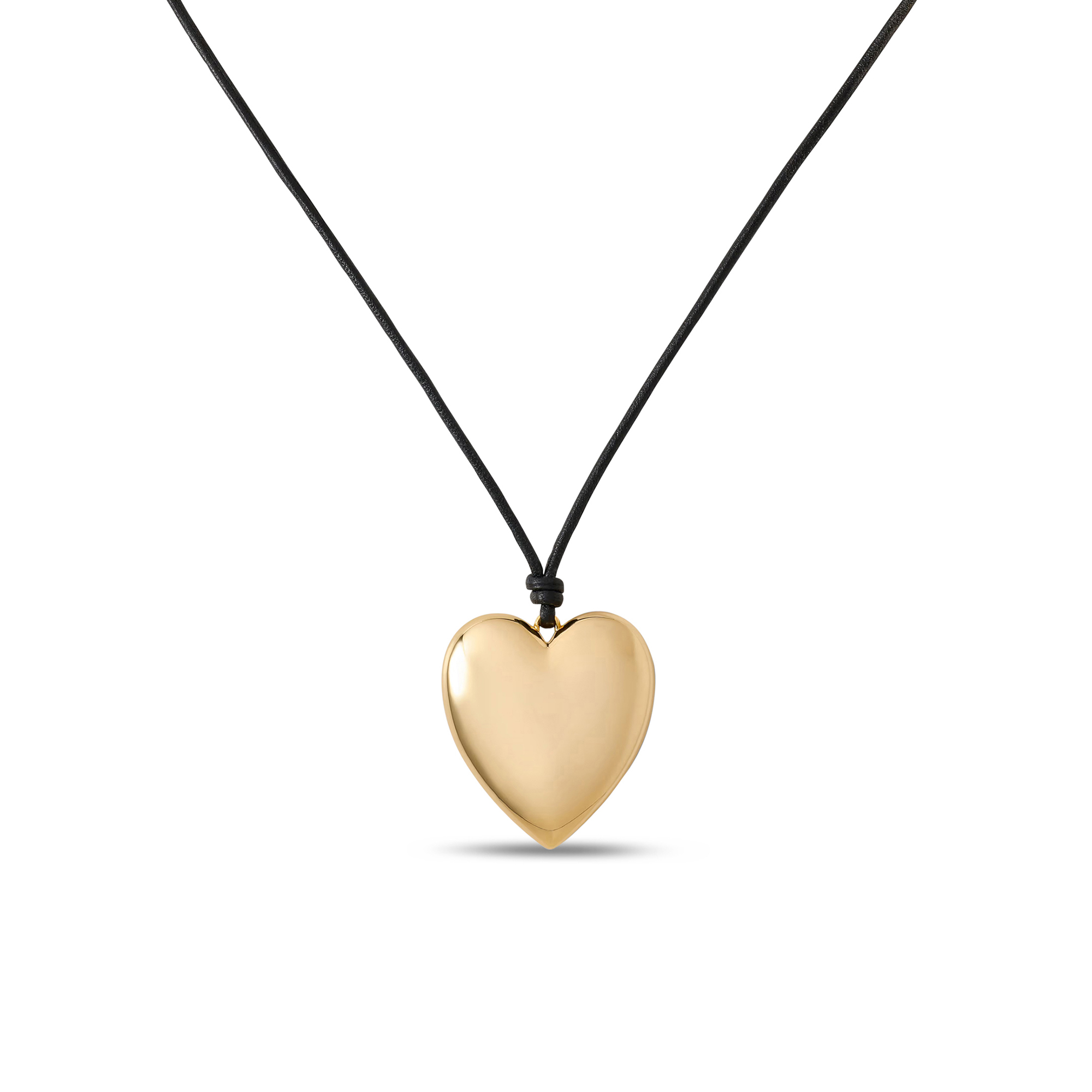 Metal Heart Leather Cord Necklace