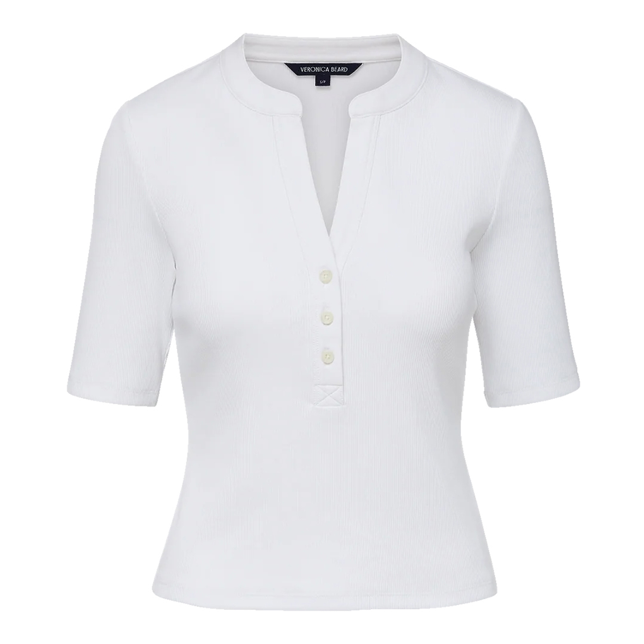 Reubian Ribbed Stretch-Cotton Half-Sleeve Top