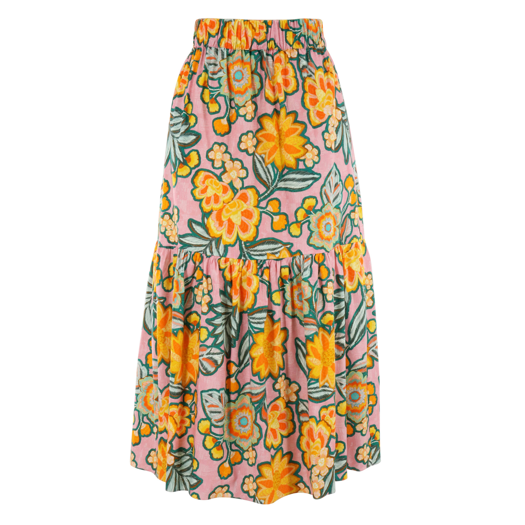 Itzel Ruffle-Hem Poplin Midi Skirt