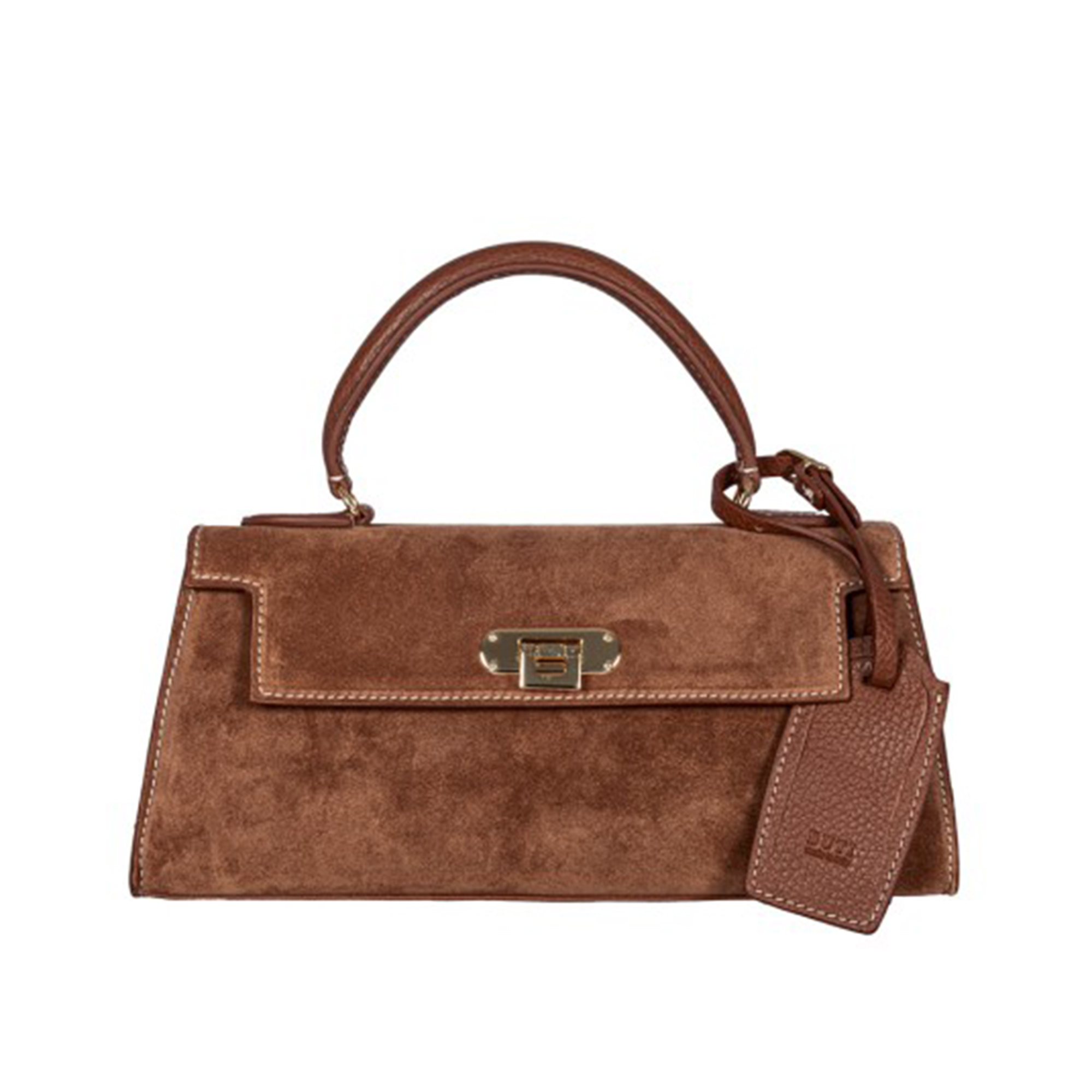 Rose East West Suede Top Handle Bag