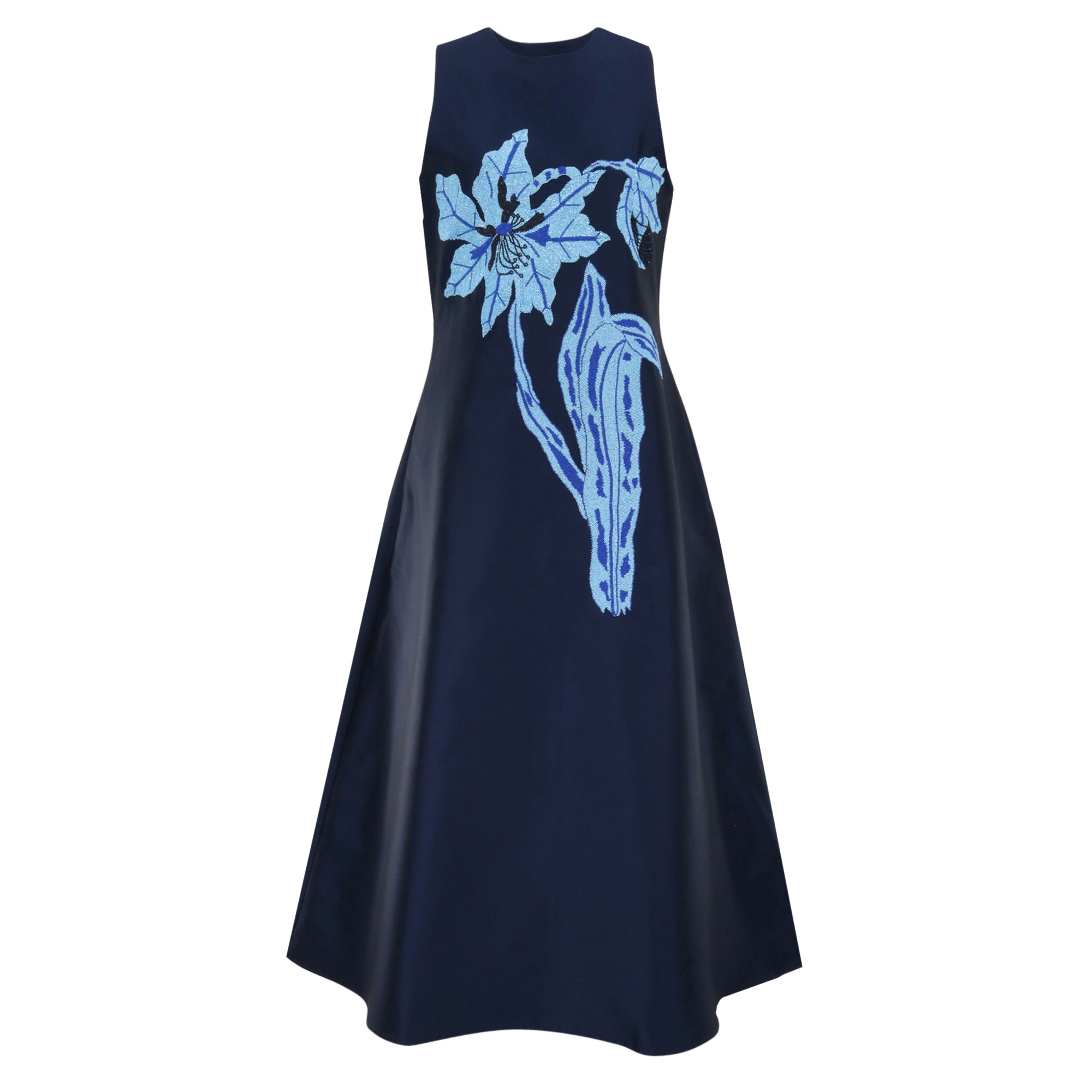 Bennet Sleeveless Floral-Embroidered Midi Dress