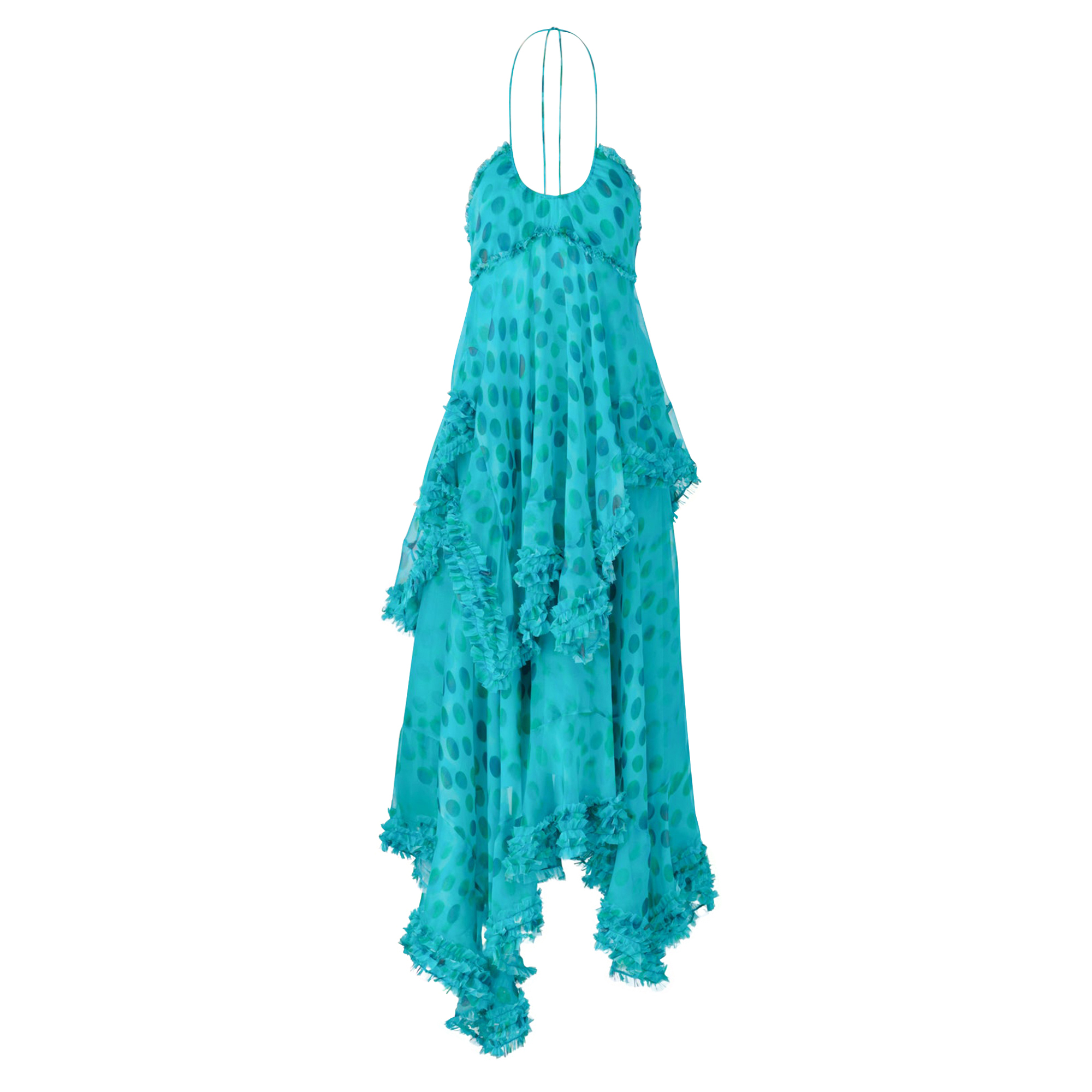 Sidi Sleeveless Ruffled Polka Dot Midi Dress