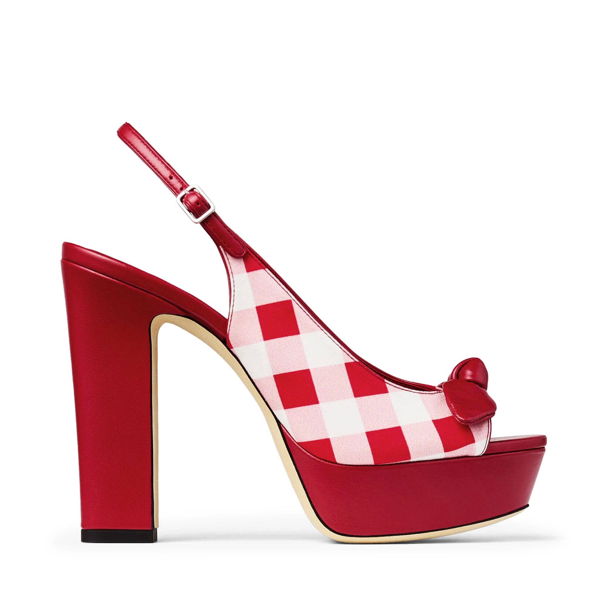 Ziva 120mm Gingham Cotton Platform Sandals With Bow