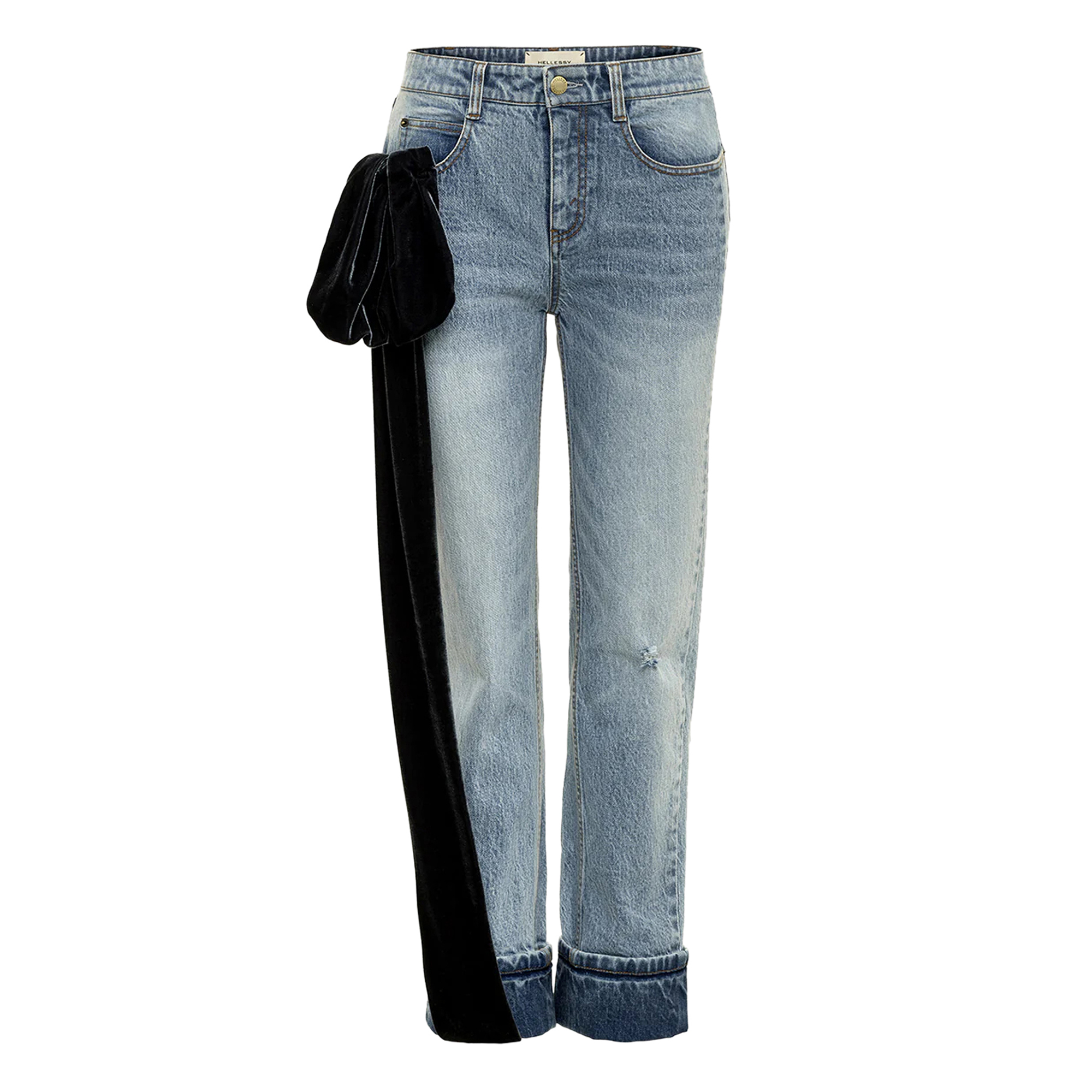 Arin Slim Cuff Jeans With Velvet Bustle