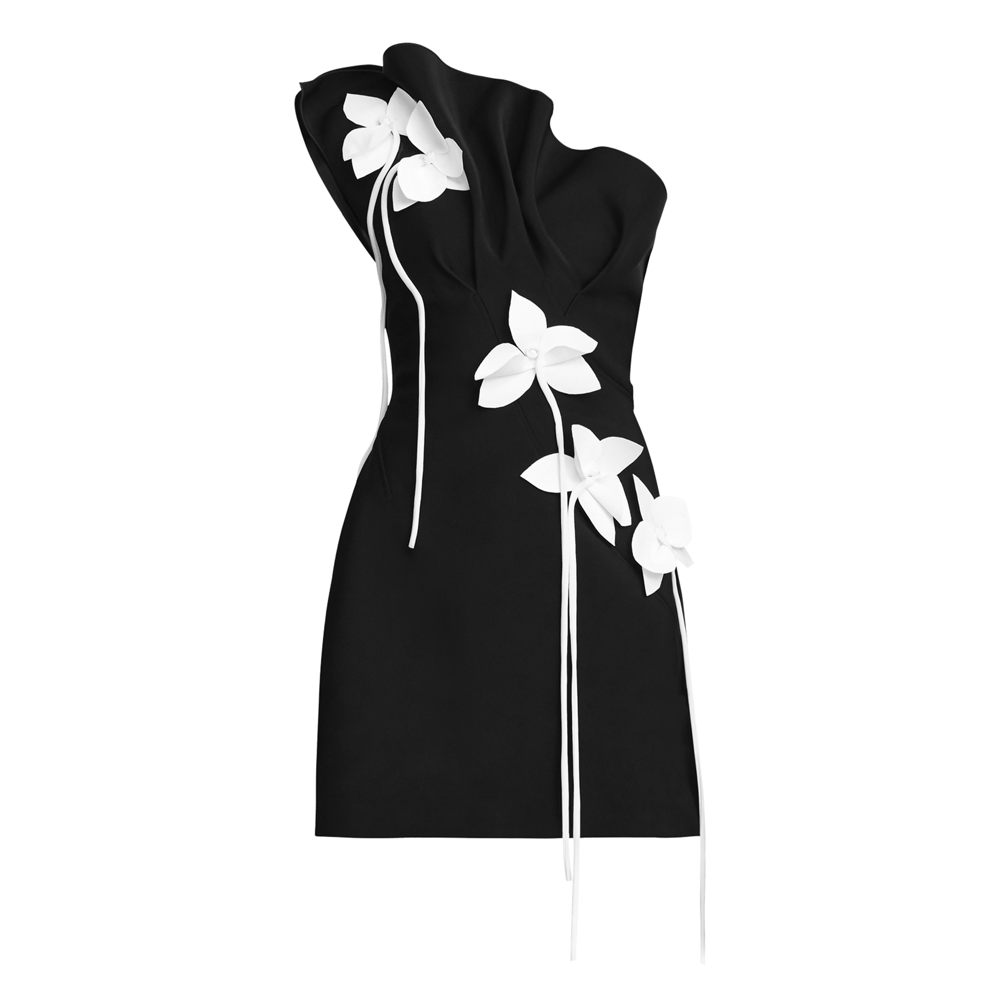 Lugini Sculptural One-Shoulder Mini Dress