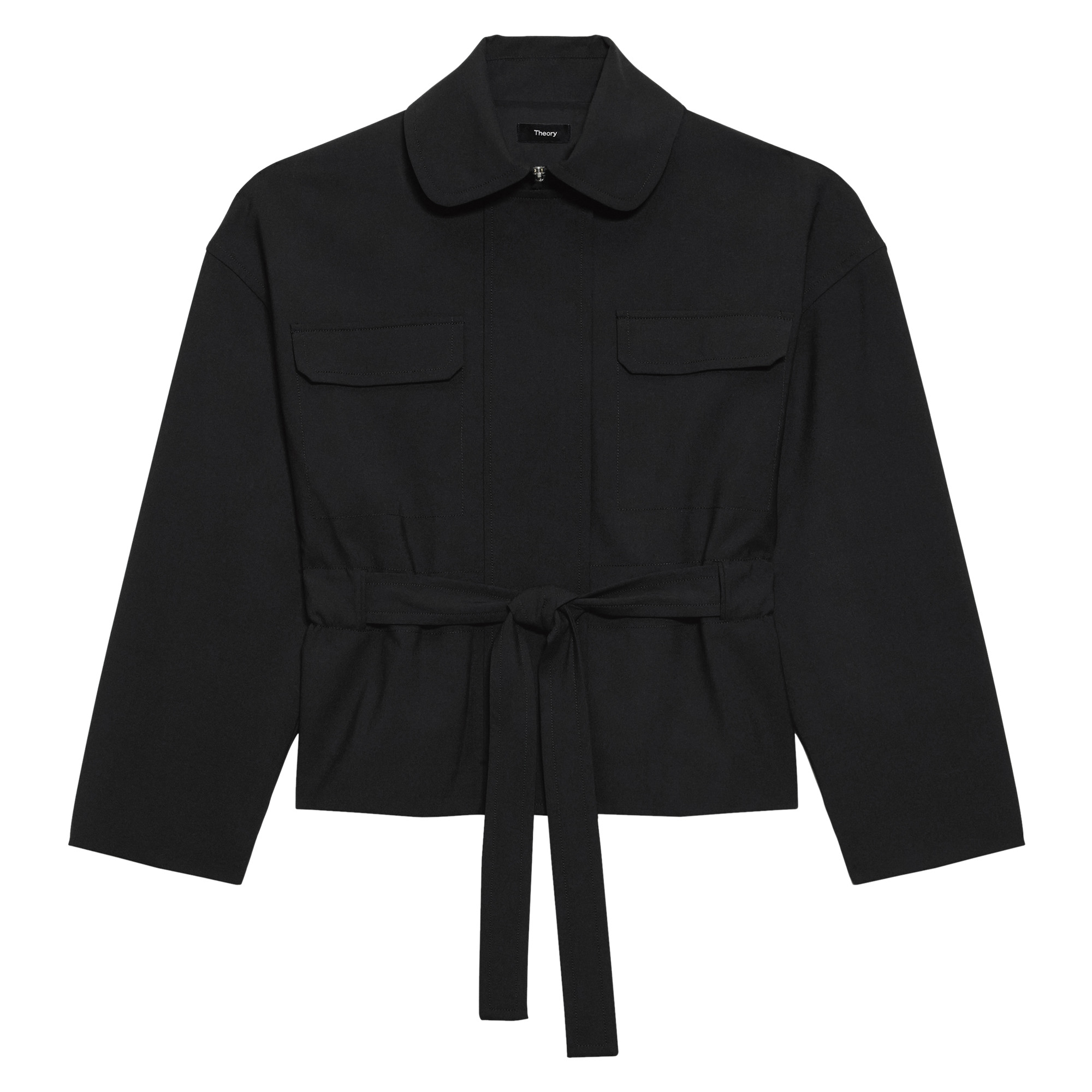 Flight Tie Waist Stretch Wool Jacket