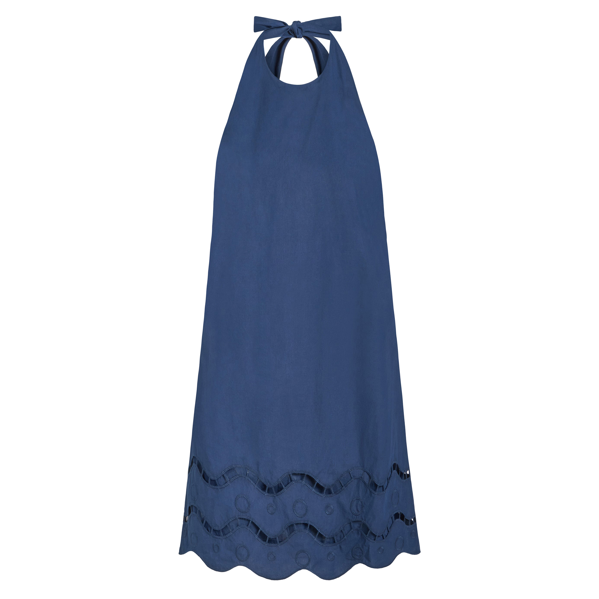 Patti Halterneck Mini Dress With Eyelet Hem