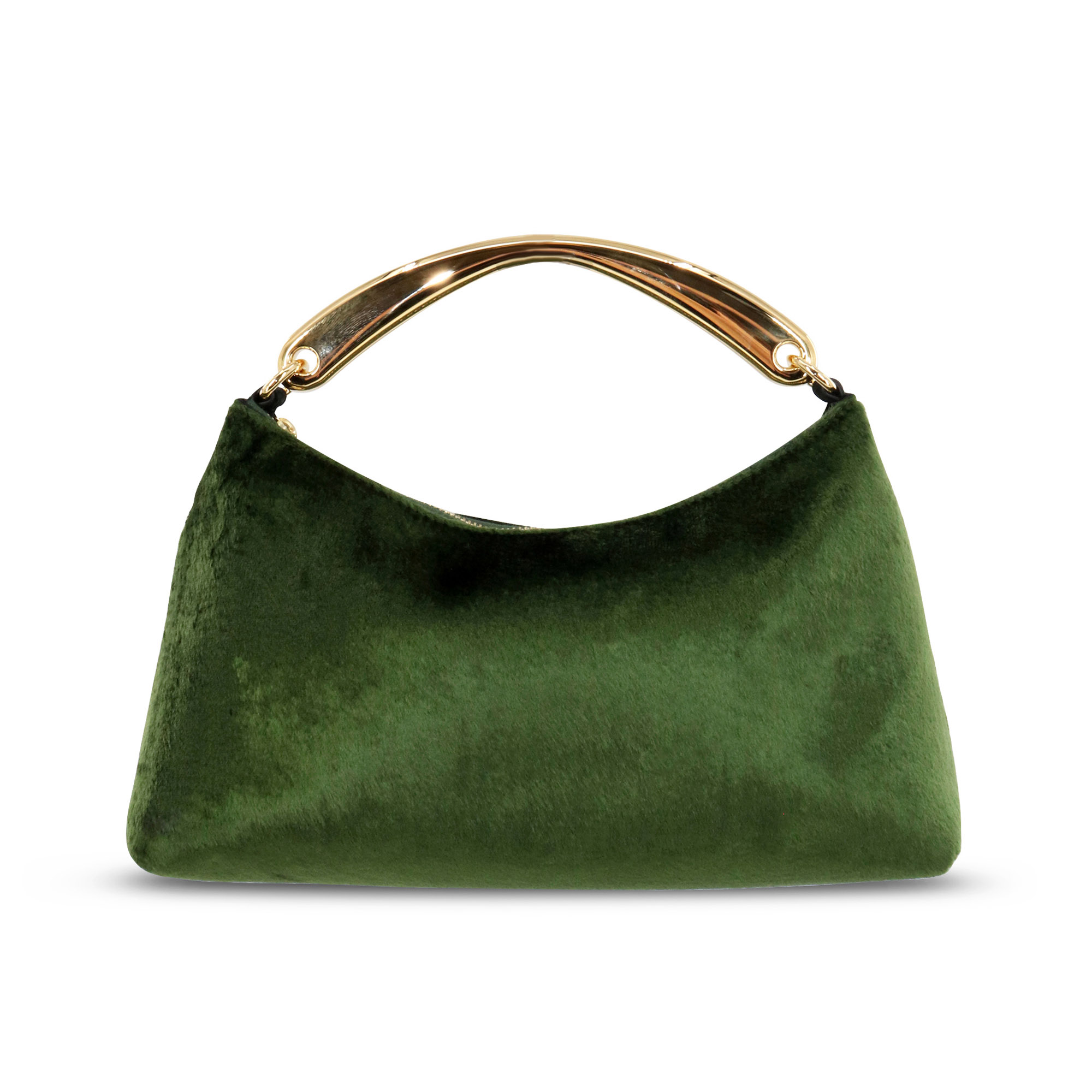 Metal Handle Rhea Velvet Hobo Bag
