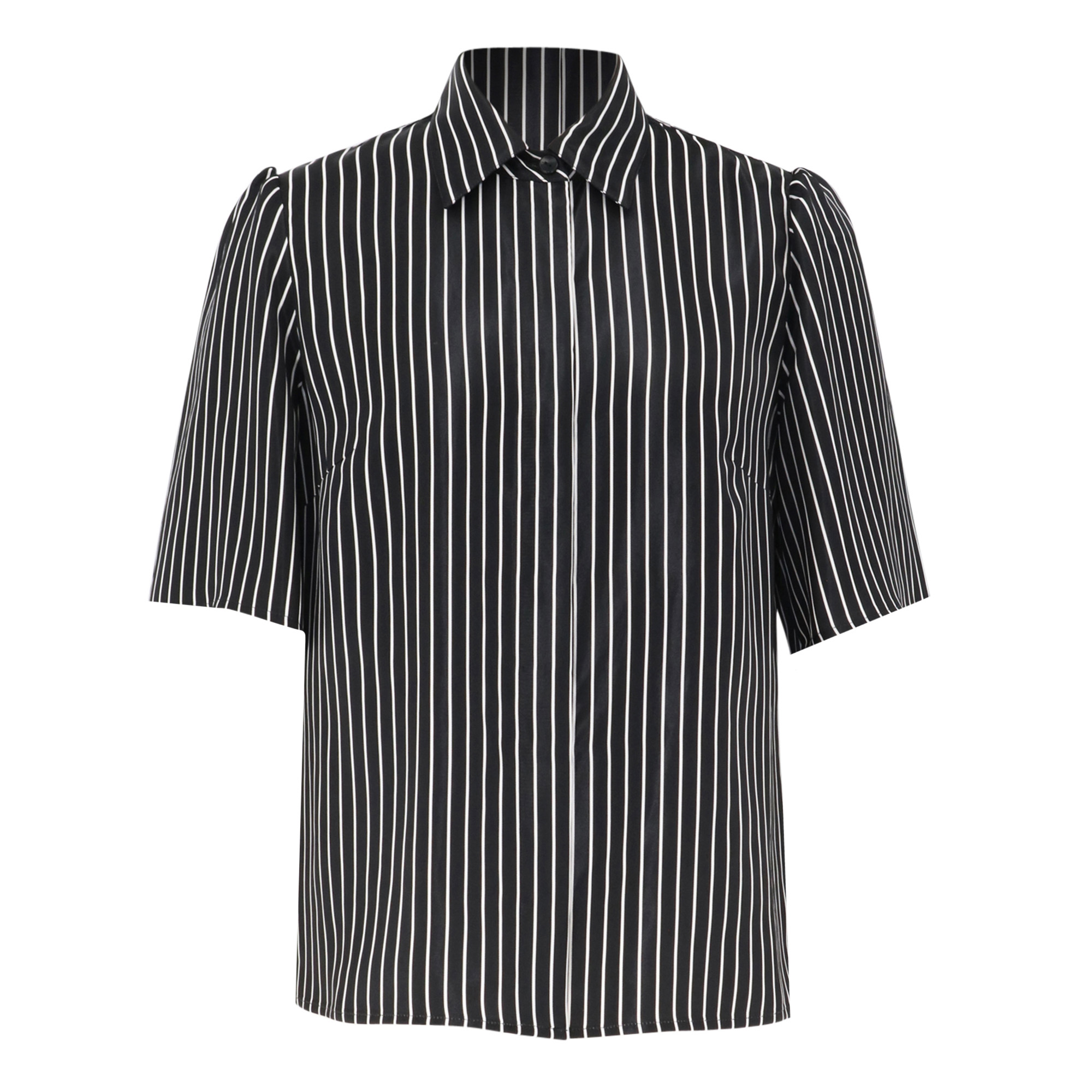 Bell Sleeve Covered-Placket Blouse
