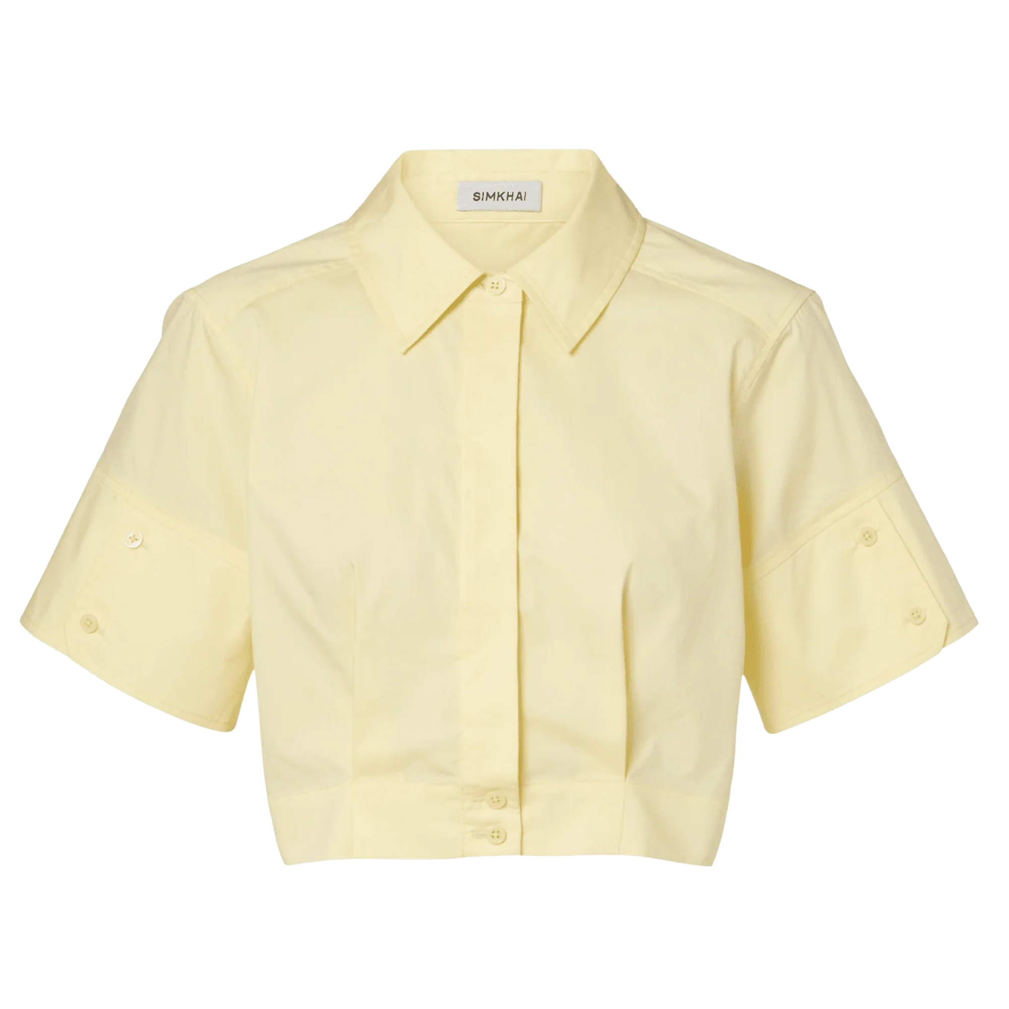 Sabrina Short Sleeve Button-Down Crop Top