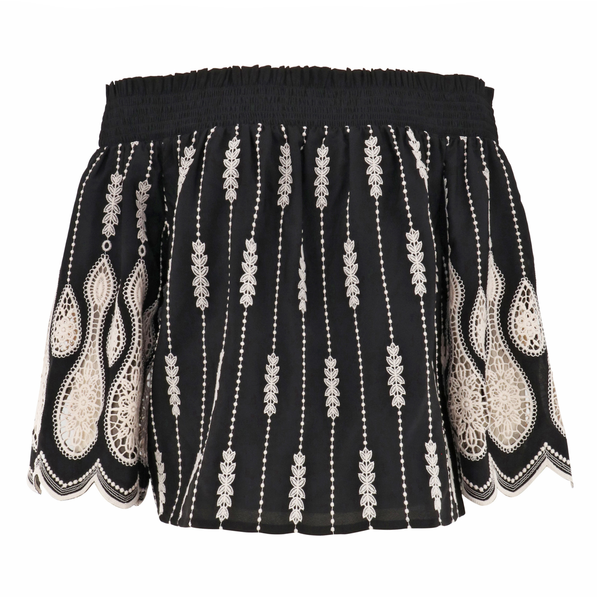 Rubie Off-The-Shoulder Embroidered Lace Top