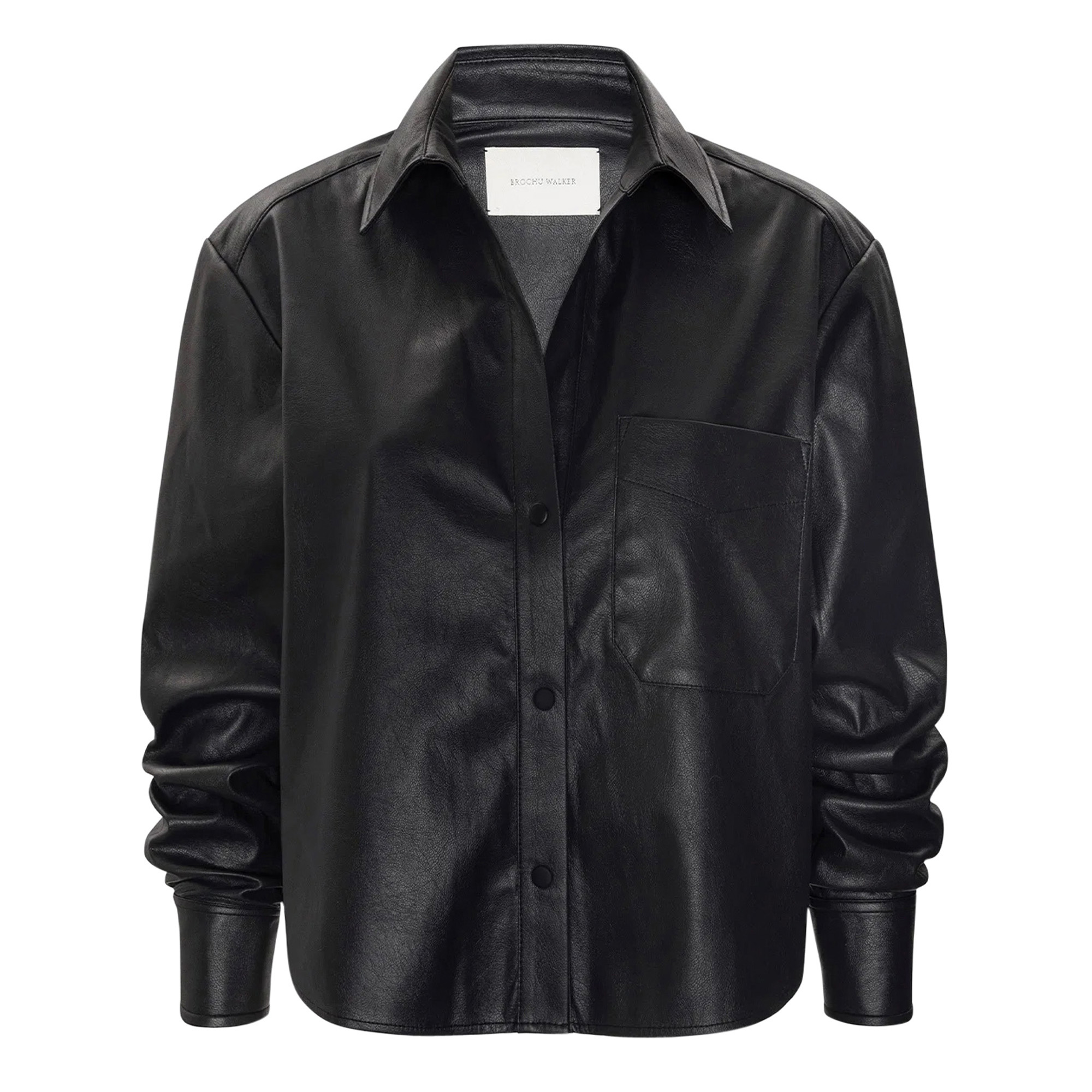 The Everyday Cropped Vegan Leather Shirt