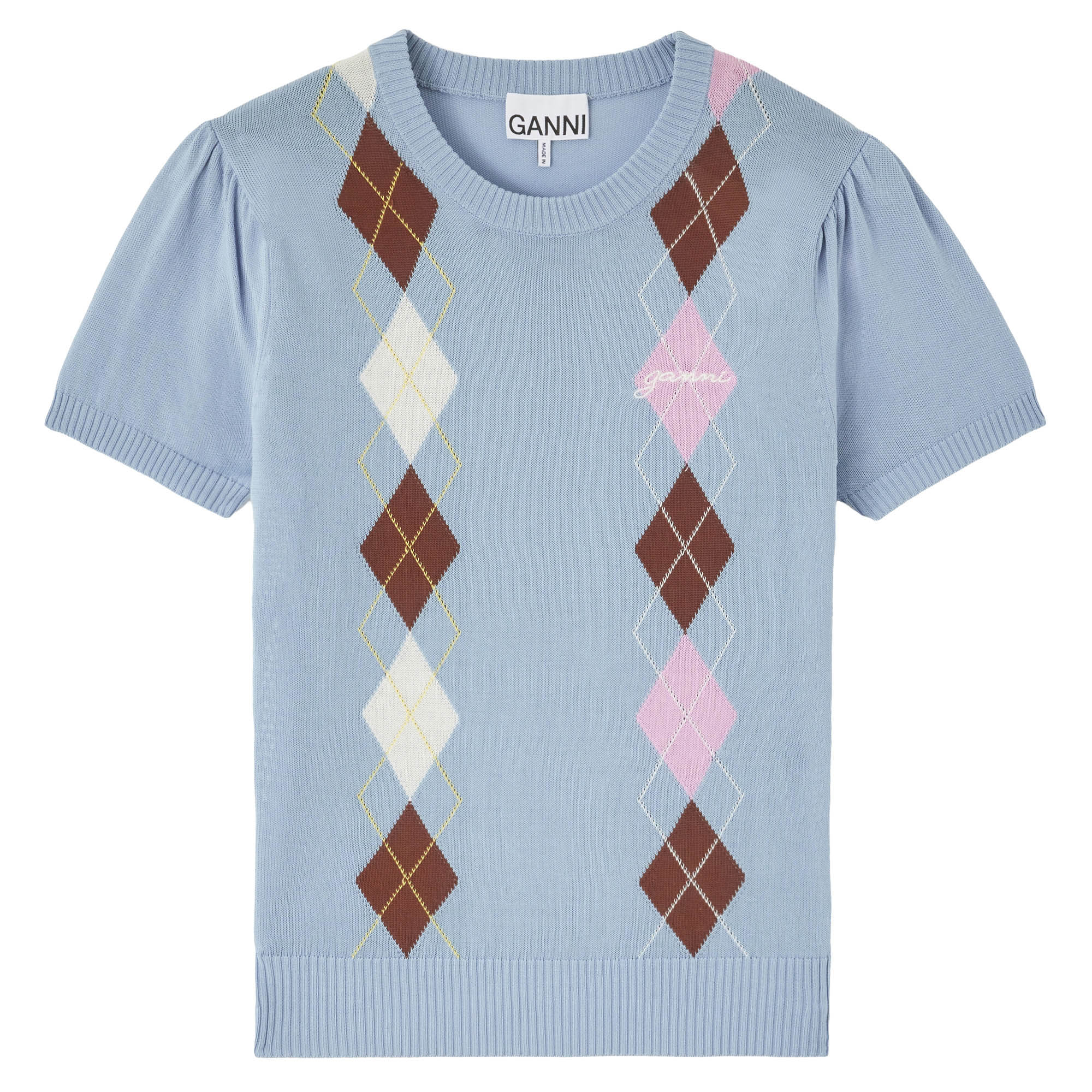 Short Sleeve Light Cotton Argyle T-Shirt