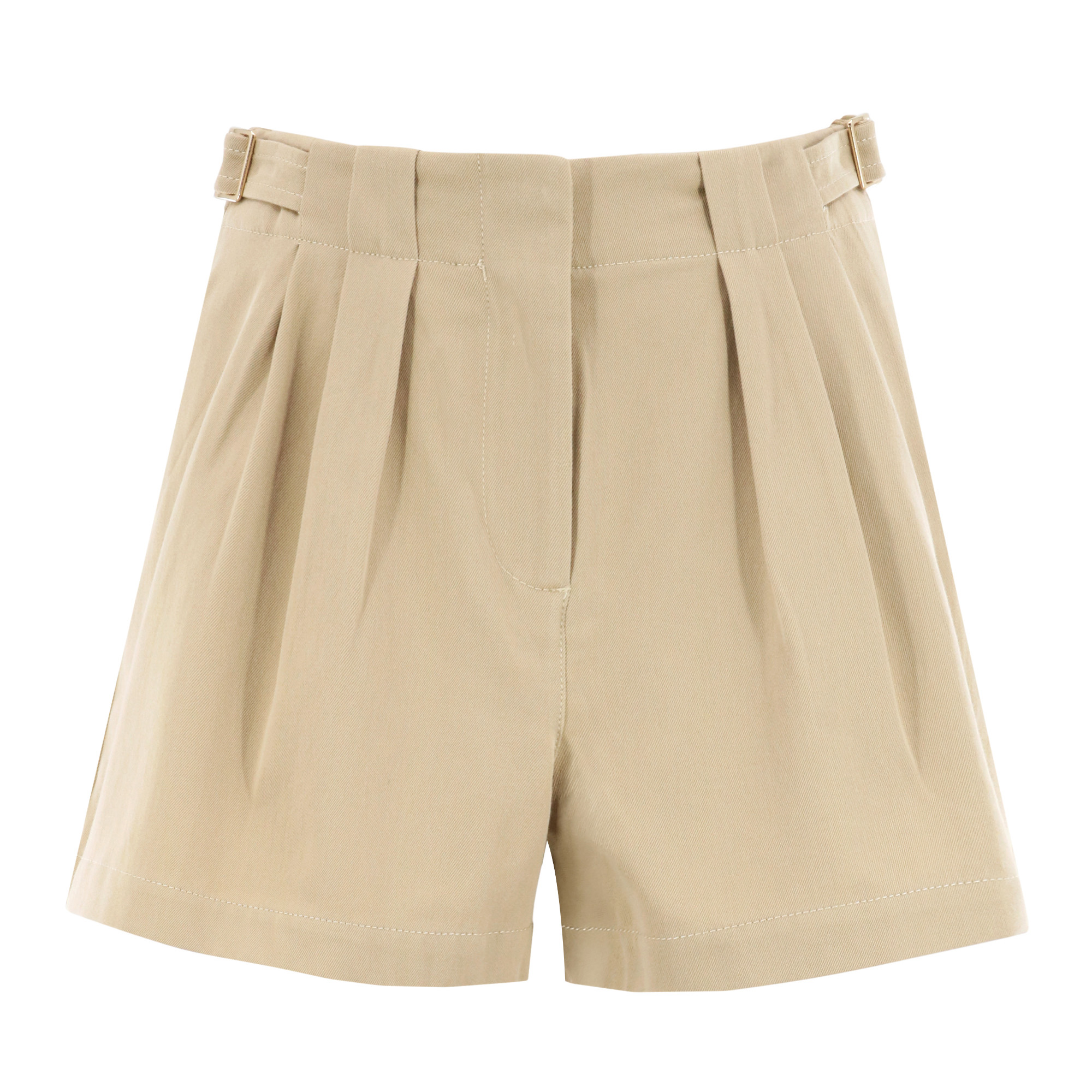 Kira Side-Tab Pleated Cotton Short
