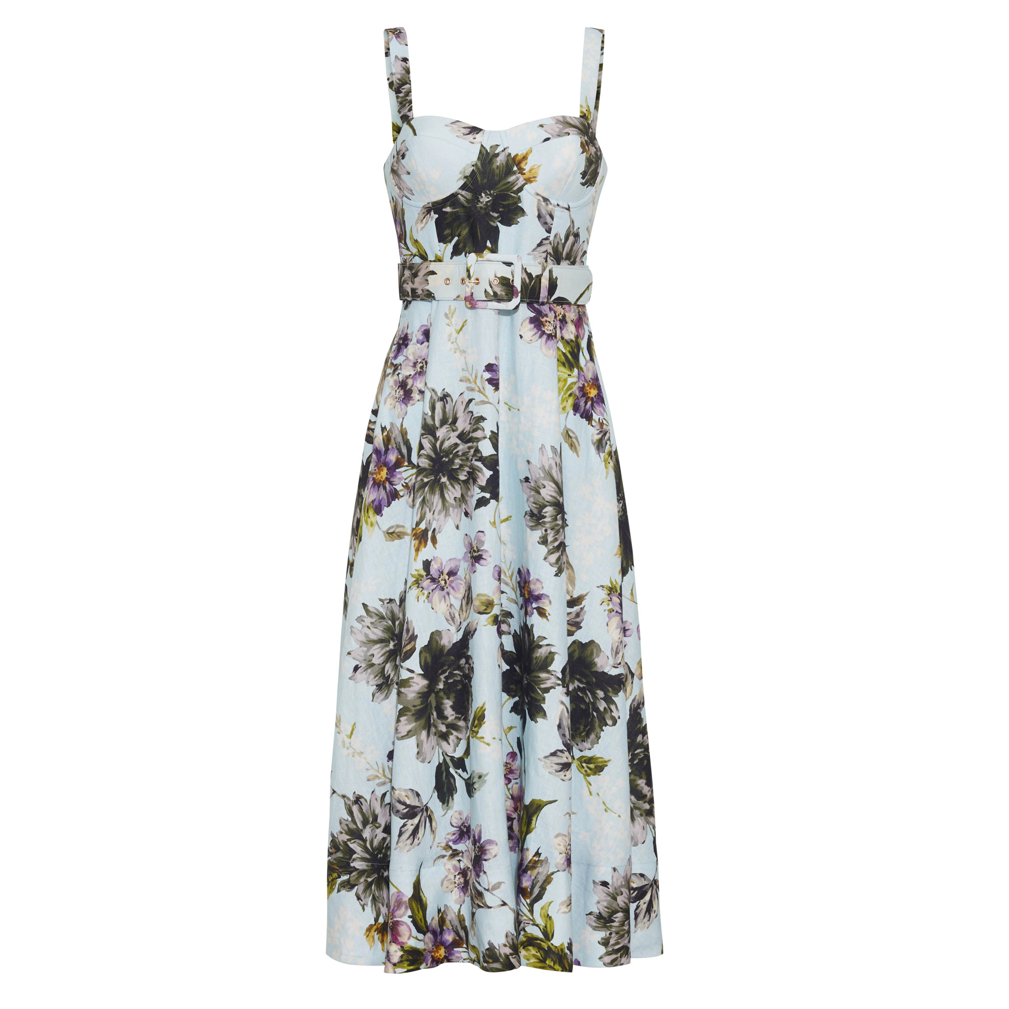 Calypso Sleeveless Bustier Belted Midi Dress