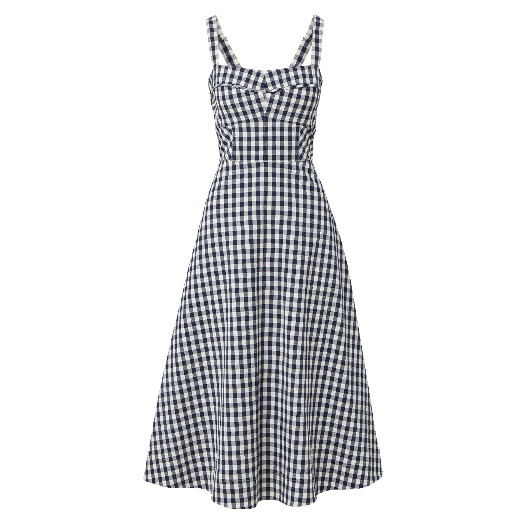 Aila Sleeveless Seersucker Gingham Midi Dress