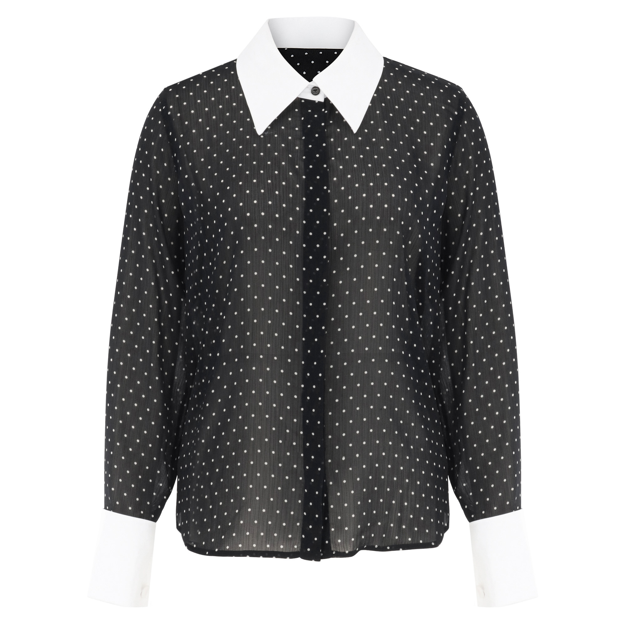 Sona Polka-Dot Poplin Collar Blouse