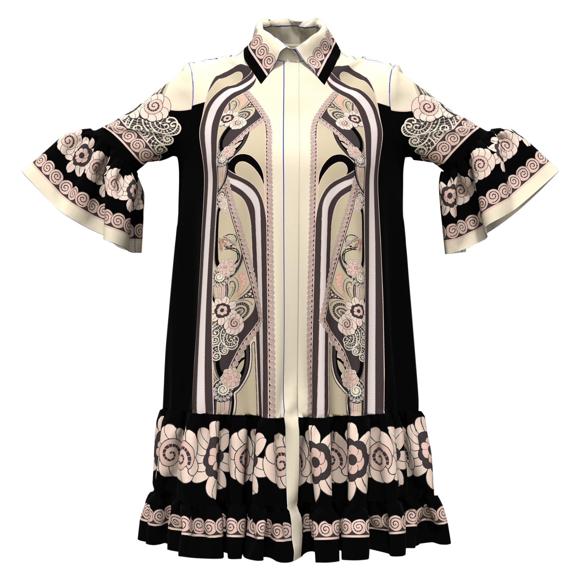 Choux Printed Cotton Poplin Shirt Dress