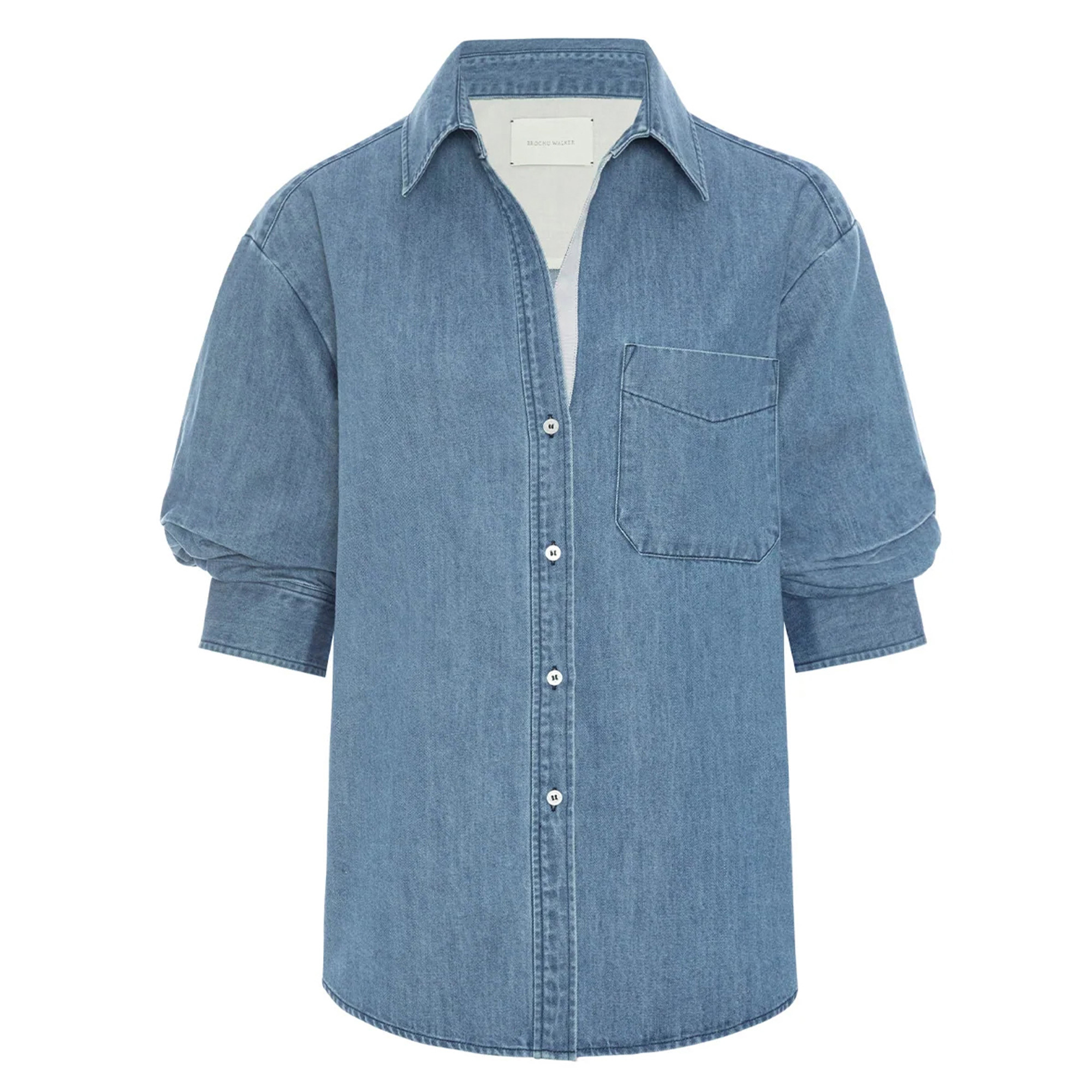Pia Scrunched Sleeve Denim Shirt