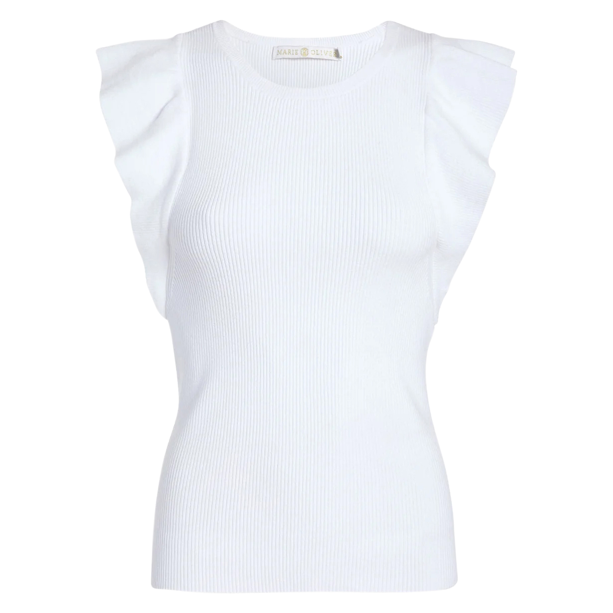 Rory Short Sleeve Rib Knit Ruffle Top