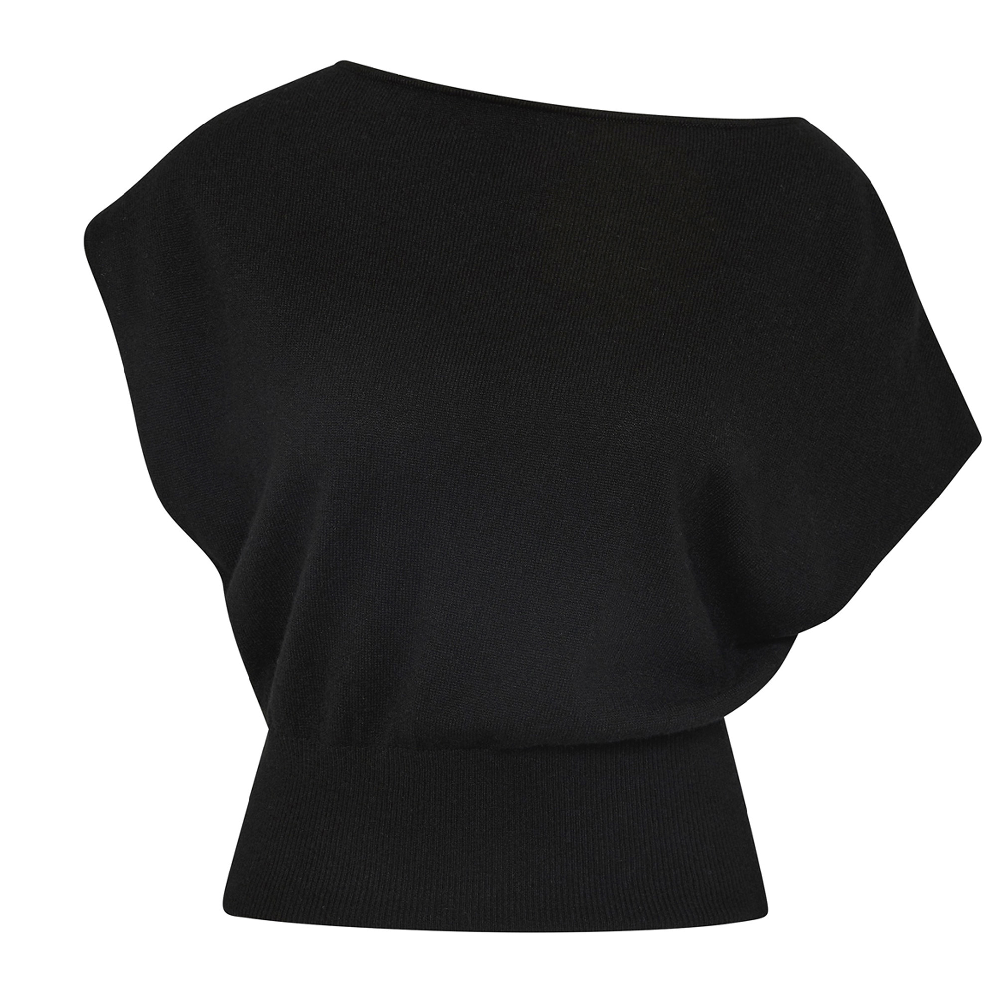 Short Sleeve Cashmere Asymmetric Top