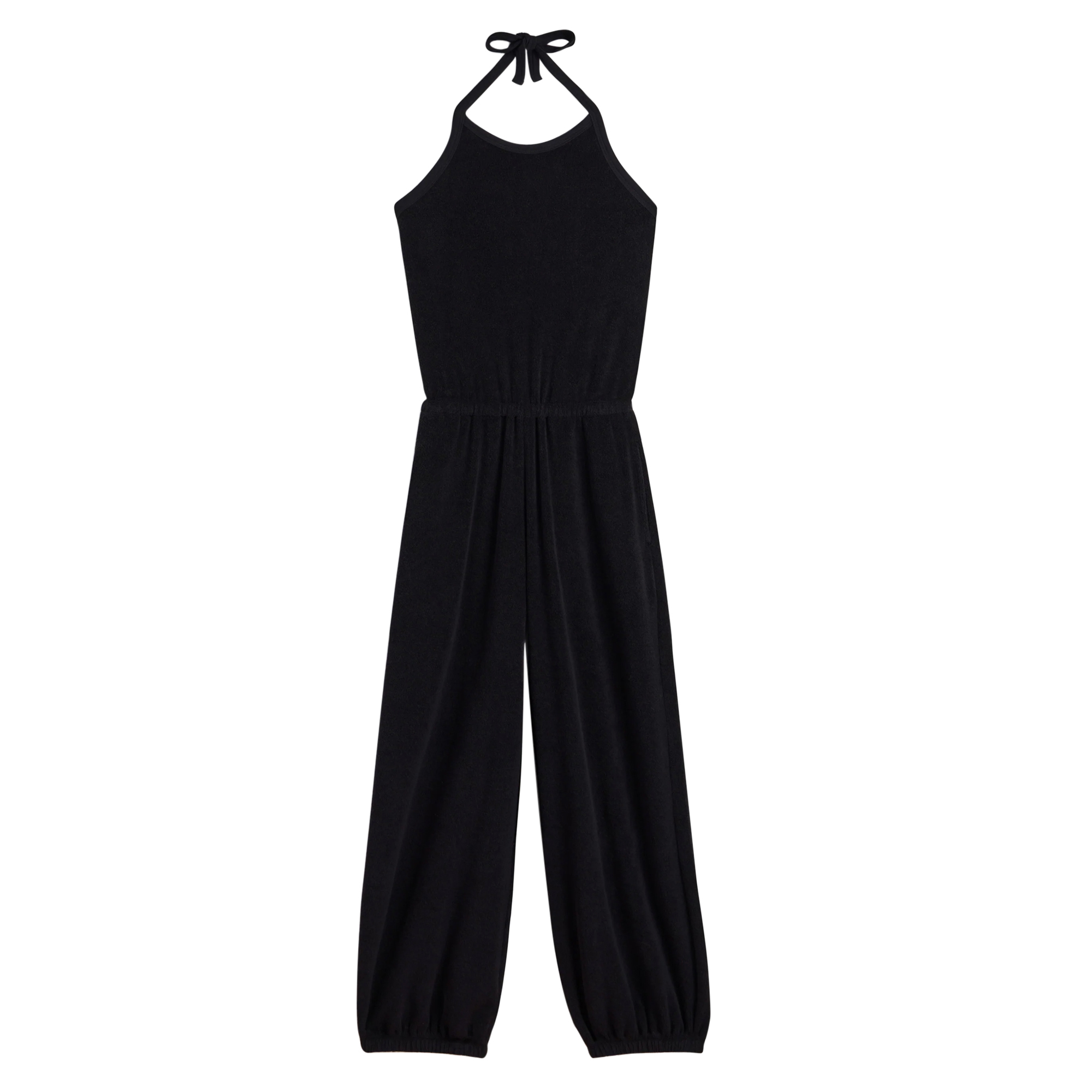 Anna Halter-Neck Terrycloth Jumpsuit