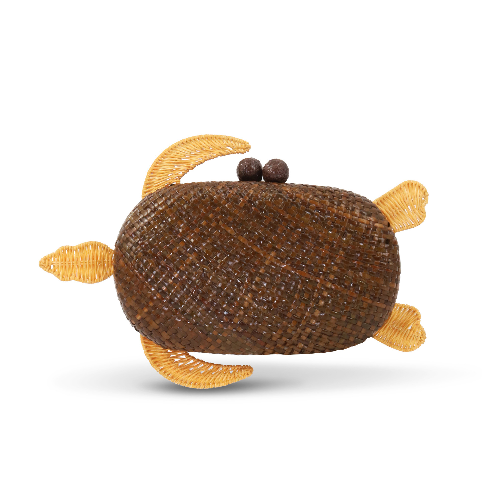 Olivine Rattan Turtle Mini Clutch
