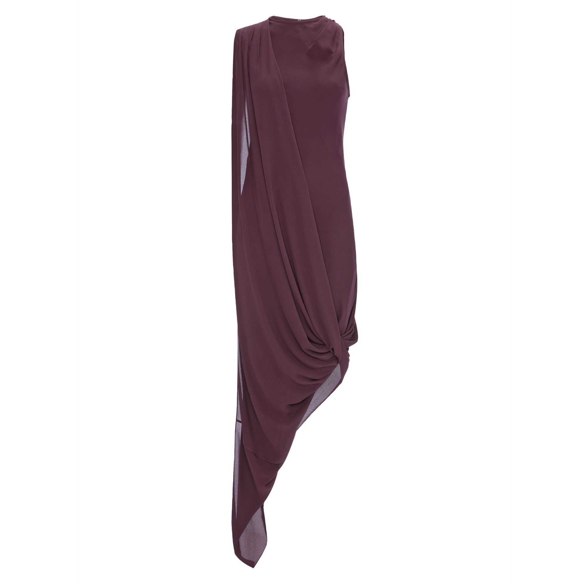 Asymmetric Drape Georgette Midi Dress