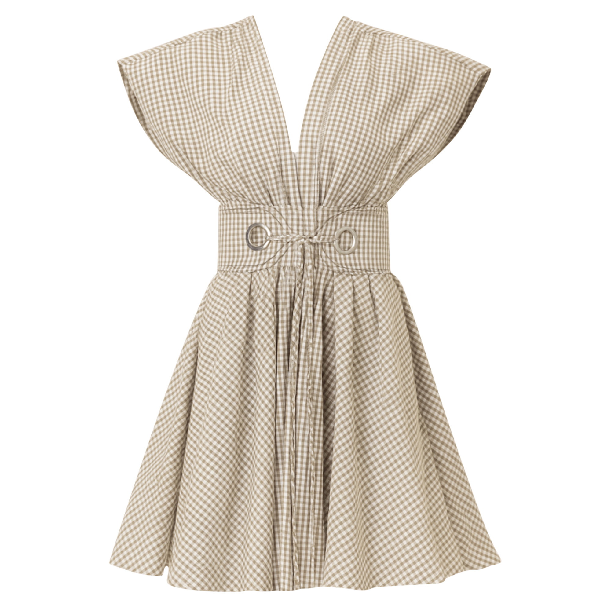 Alizee Short Sleeve Belted Gingham Mini Dress