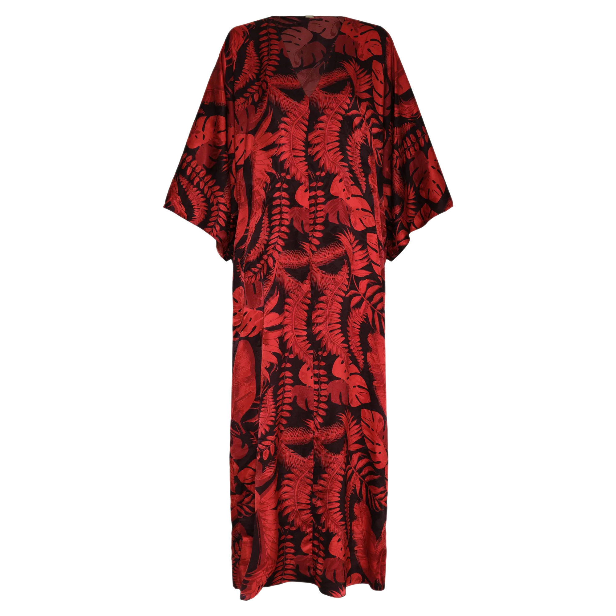 Mercedes Silk Jacquard V-Neck Maxi Tunic