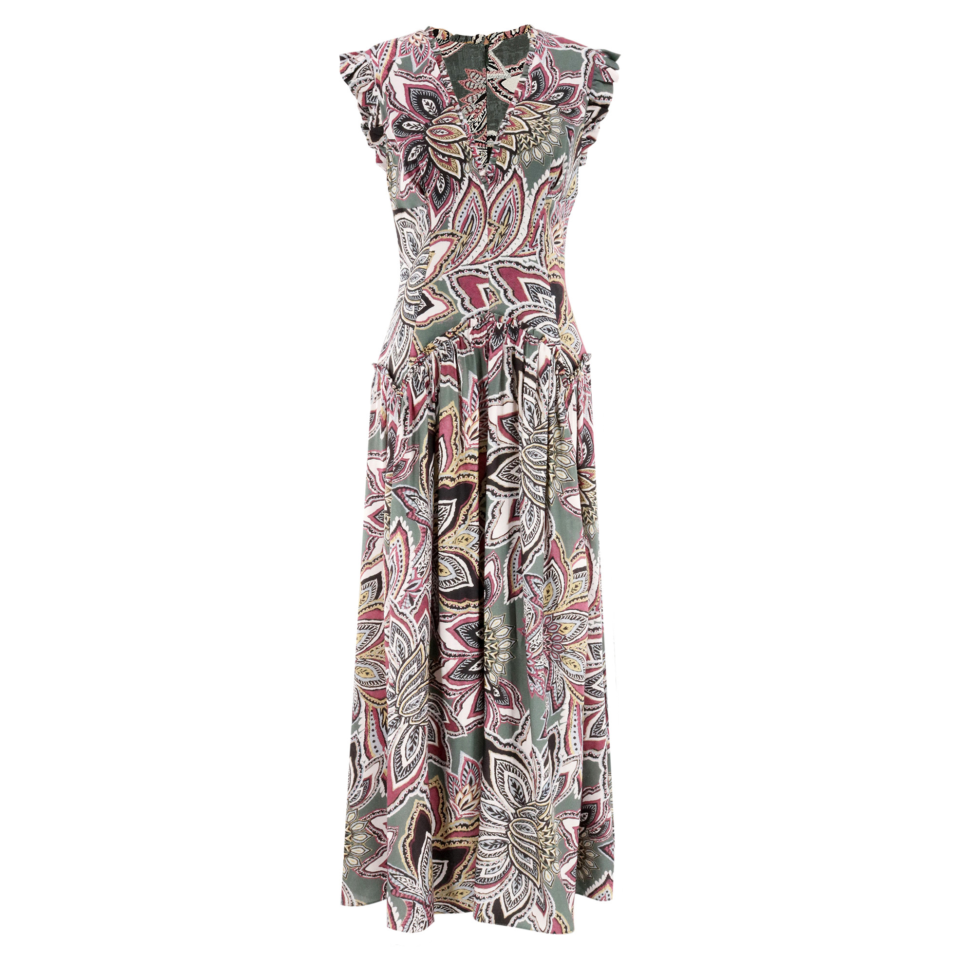 Tapestry Flowers Sleeveless Maxi Dress