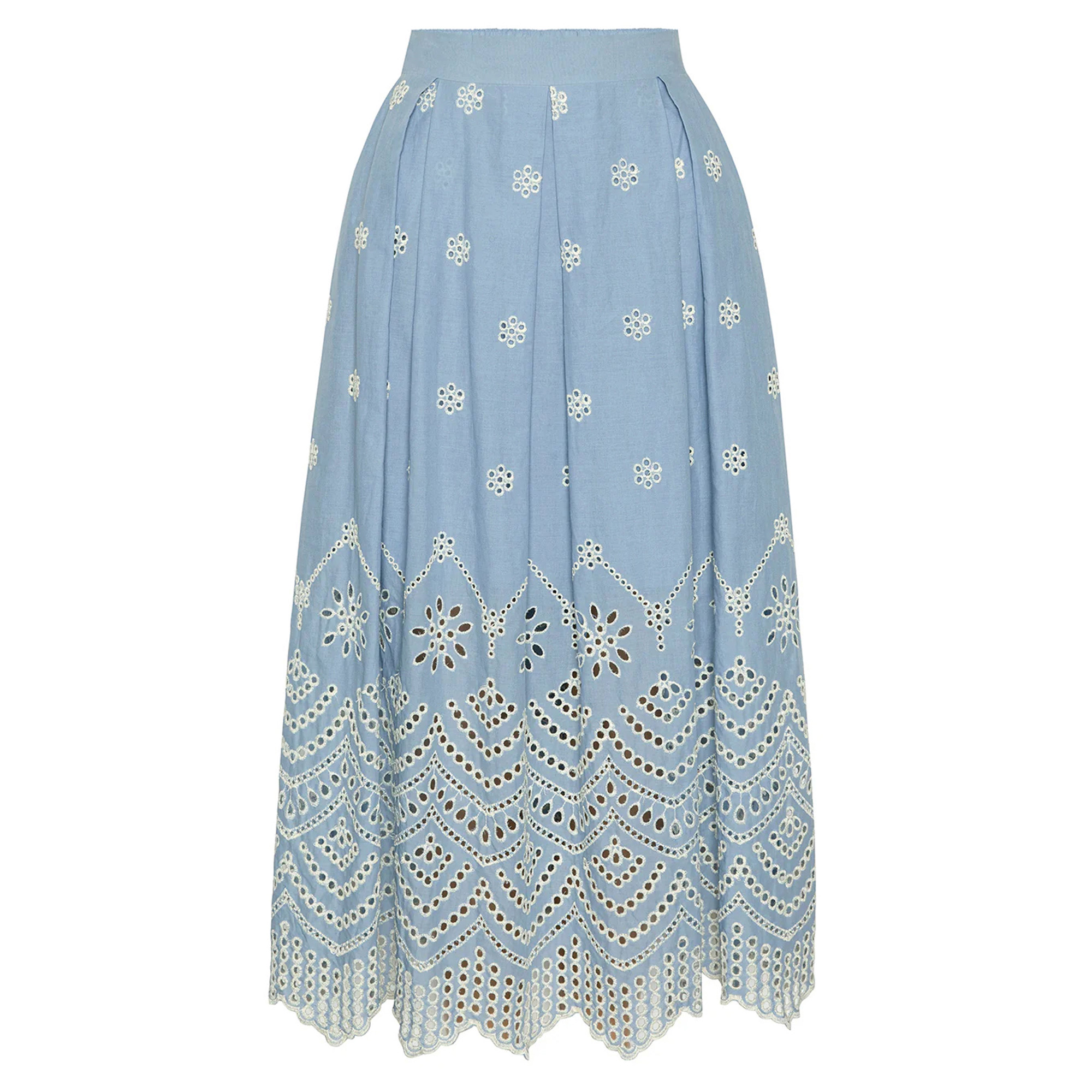 Aggie Eyelet-Detail Midi Skirt