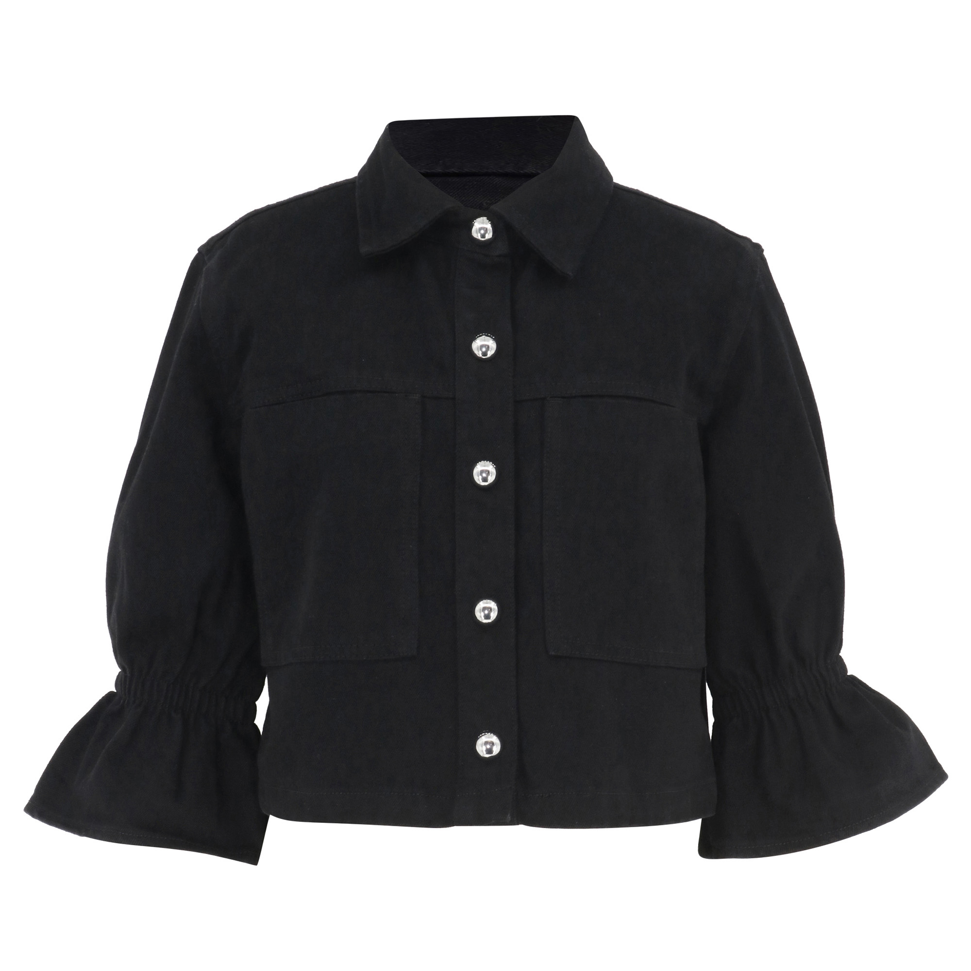 Carolina Ruffle Sleeve Denim Jacket
