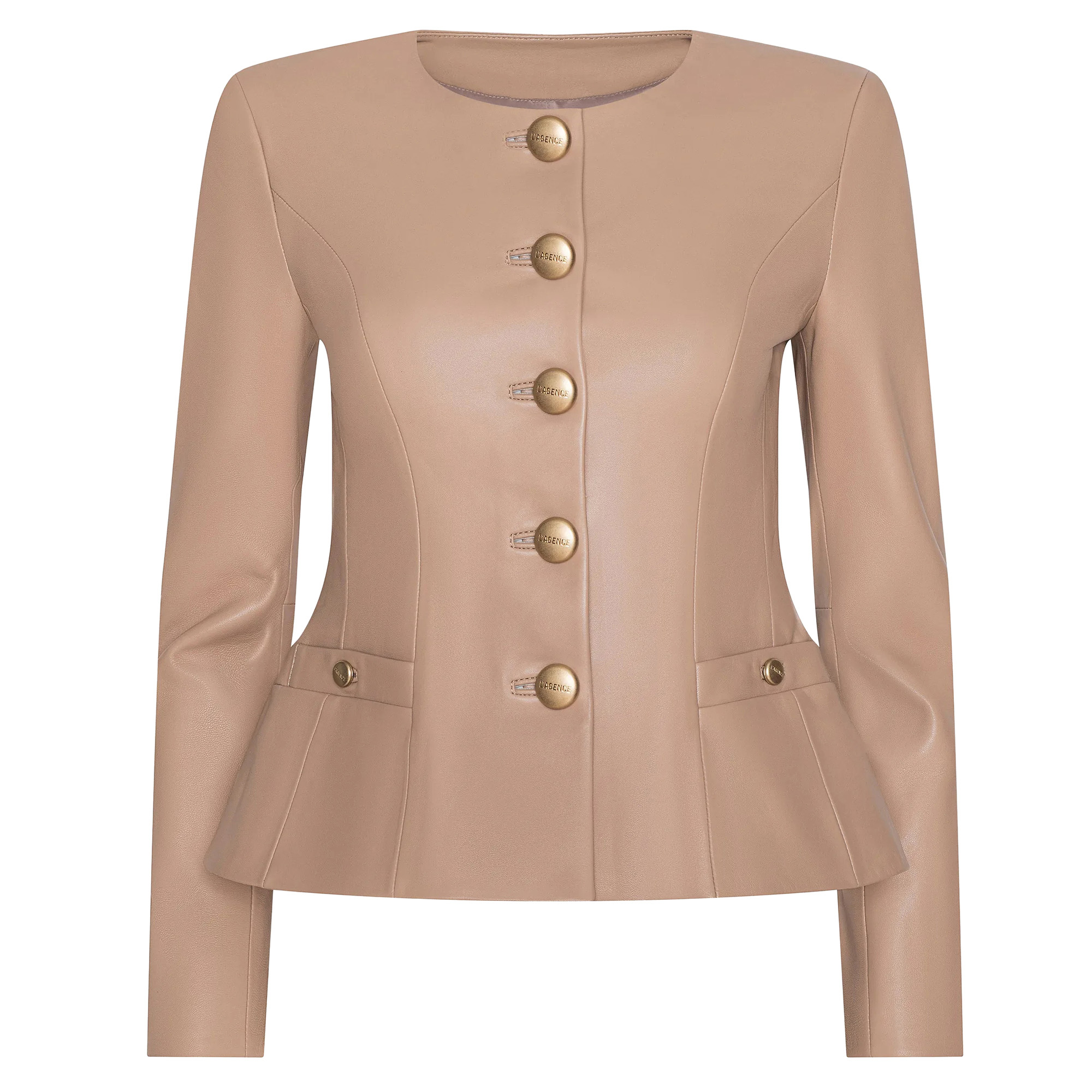 Mariella Collarless Leather Blazer