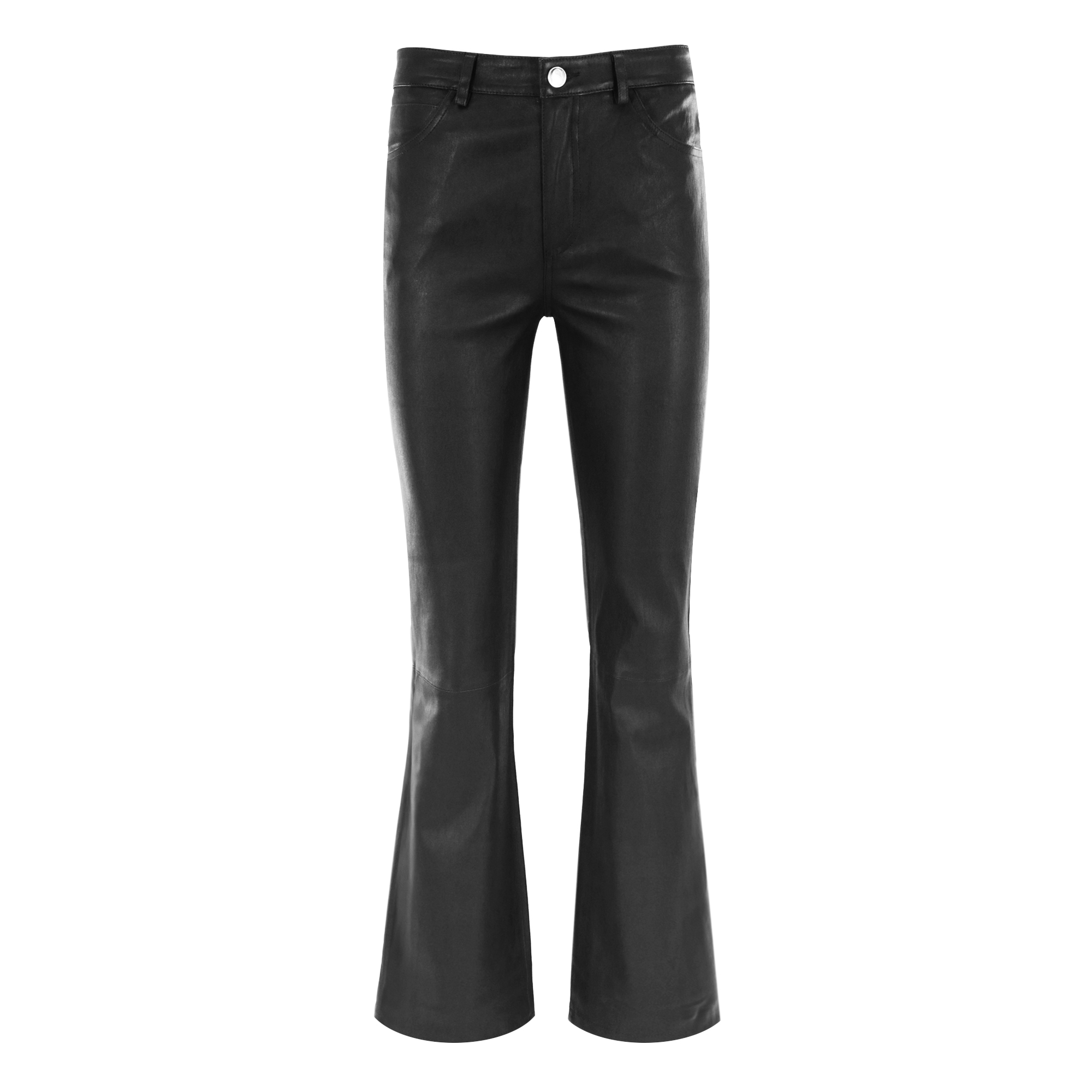 Five Pocket Ankle Flare Leather Pants