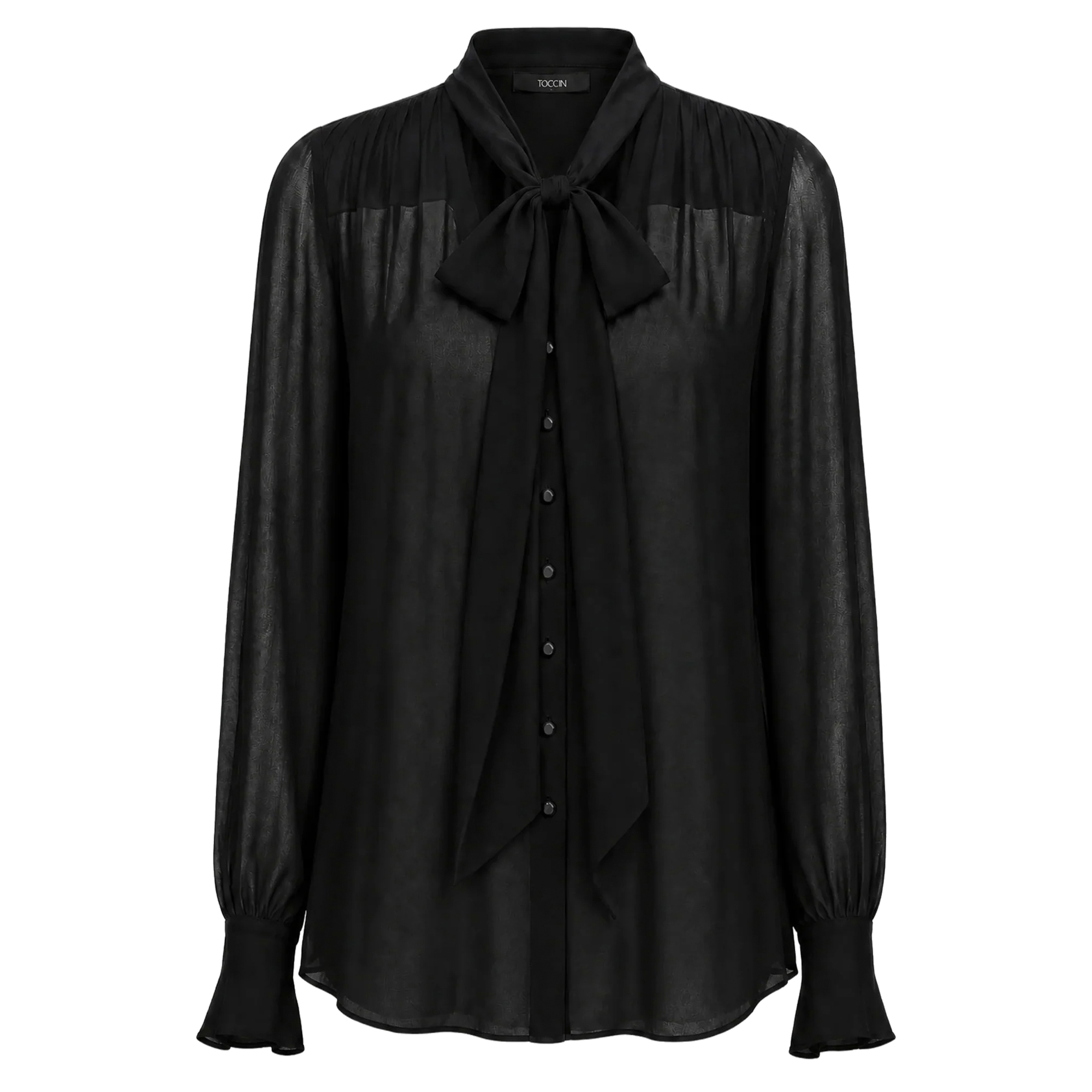 Kaila Tie Neck Button-Front Blouse