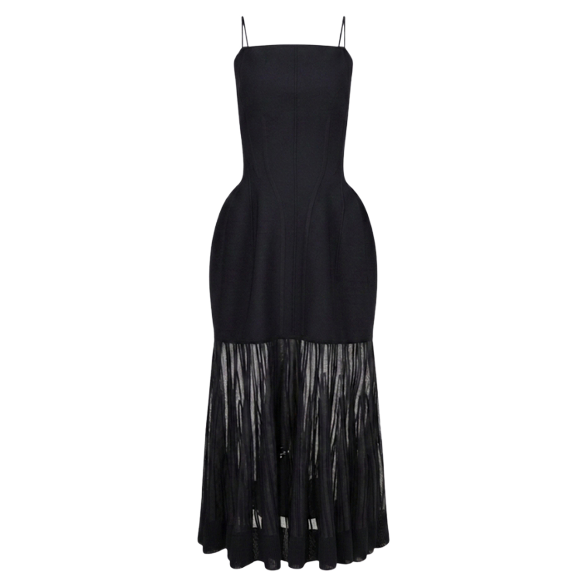 Cira Hourglass Sheer-Hem Dress