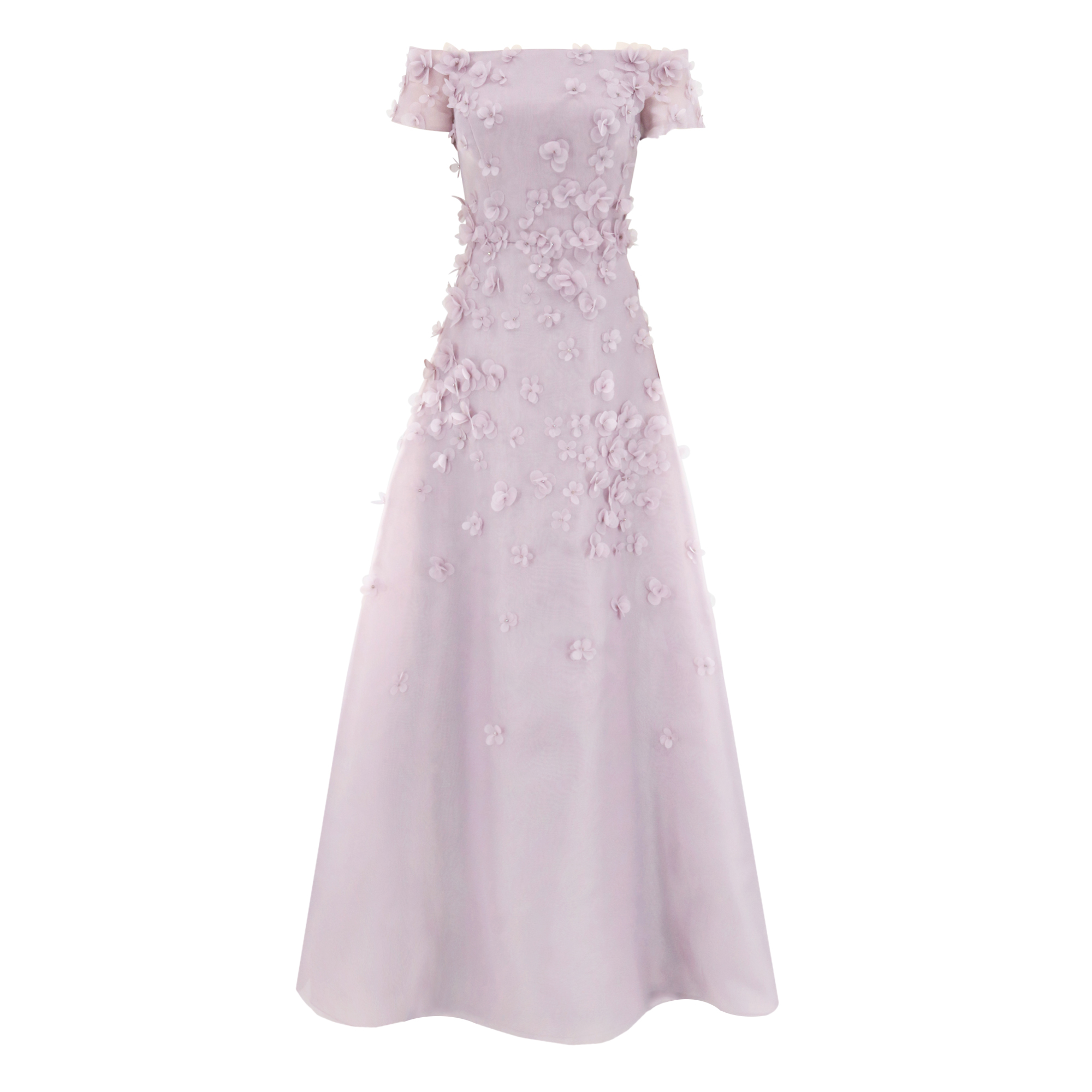 Off Shoulder Gown With 3D Flowers