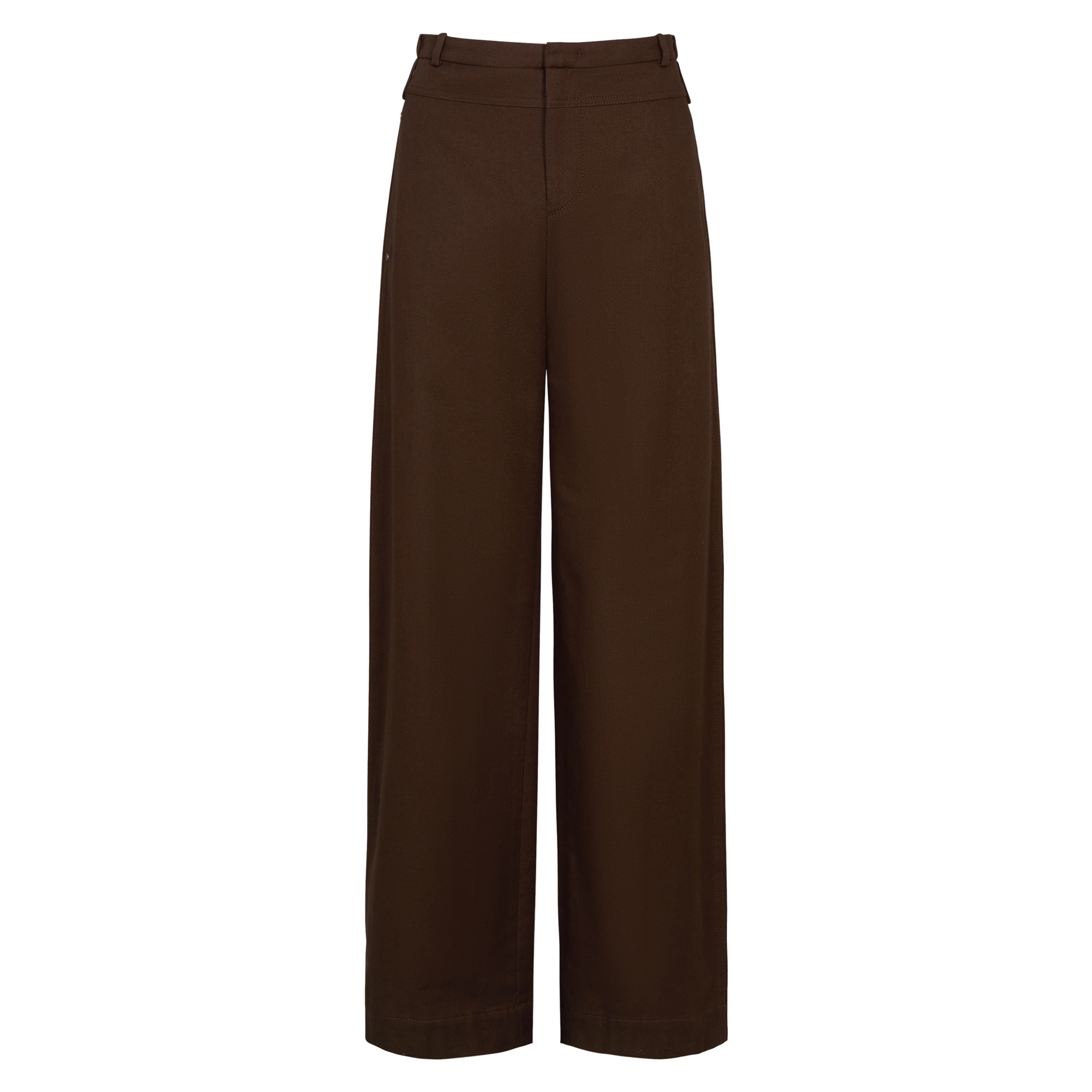 Mid Rise Italian Cotton Double-Waist Utility Wide Leg Pant
